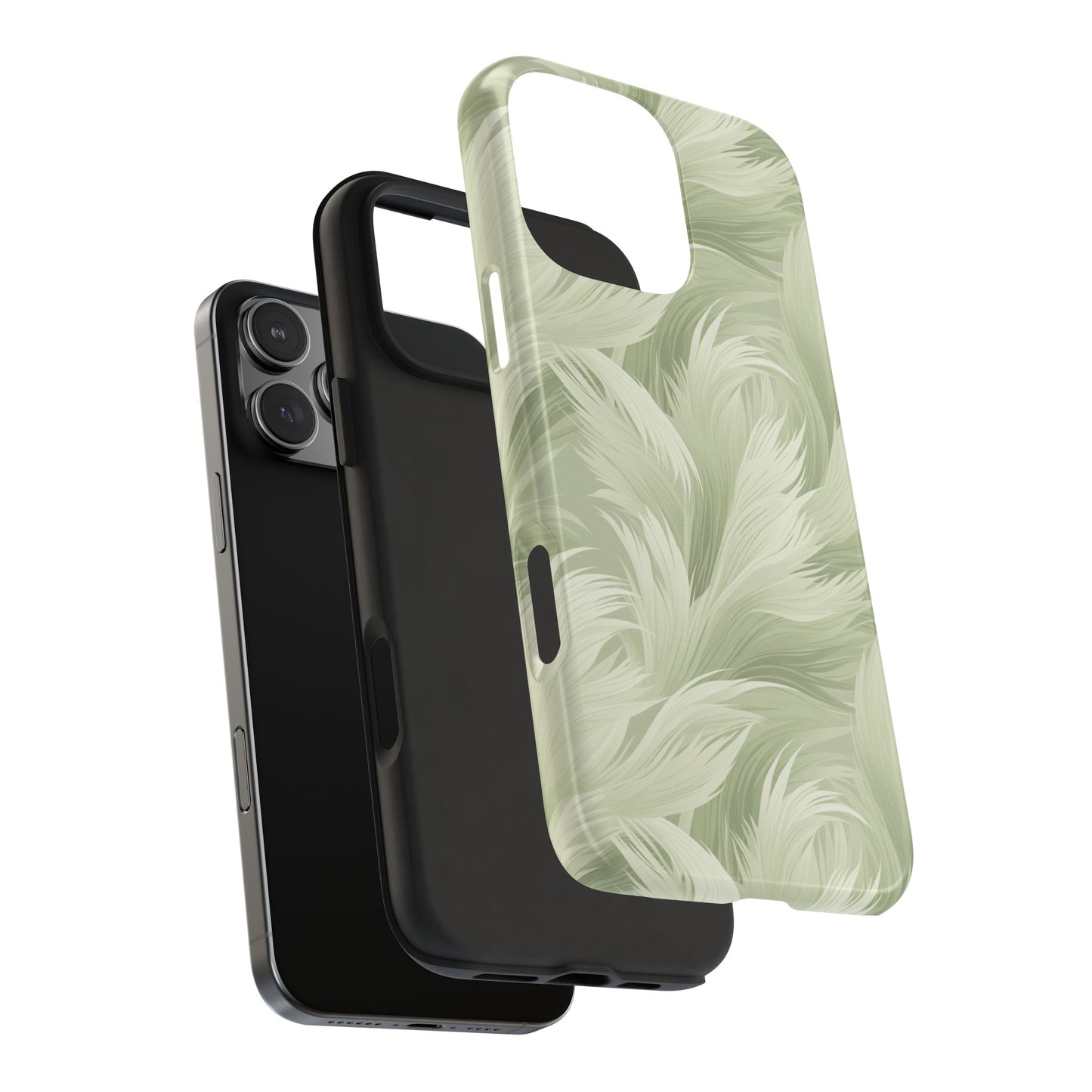 Feathered sage green Abstract Phone Case iPhone compatible