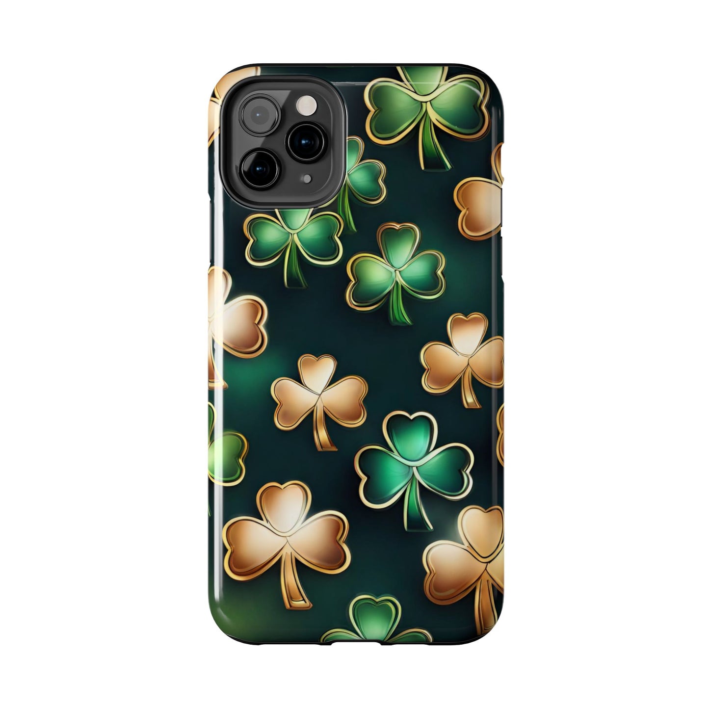 Green & Gold Shamrocks- phone case- iPhone compatible