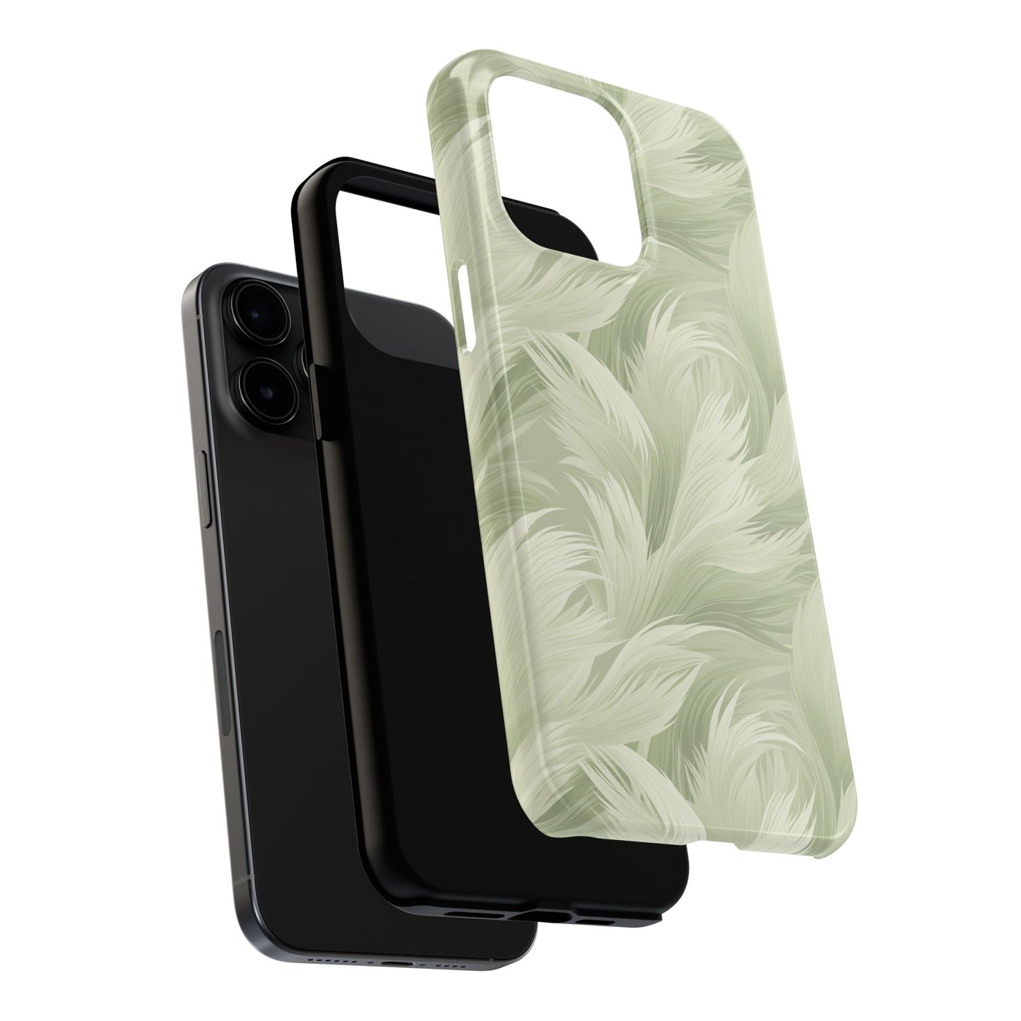 Feathered sage green Abstract Phone Case iPhone compatible