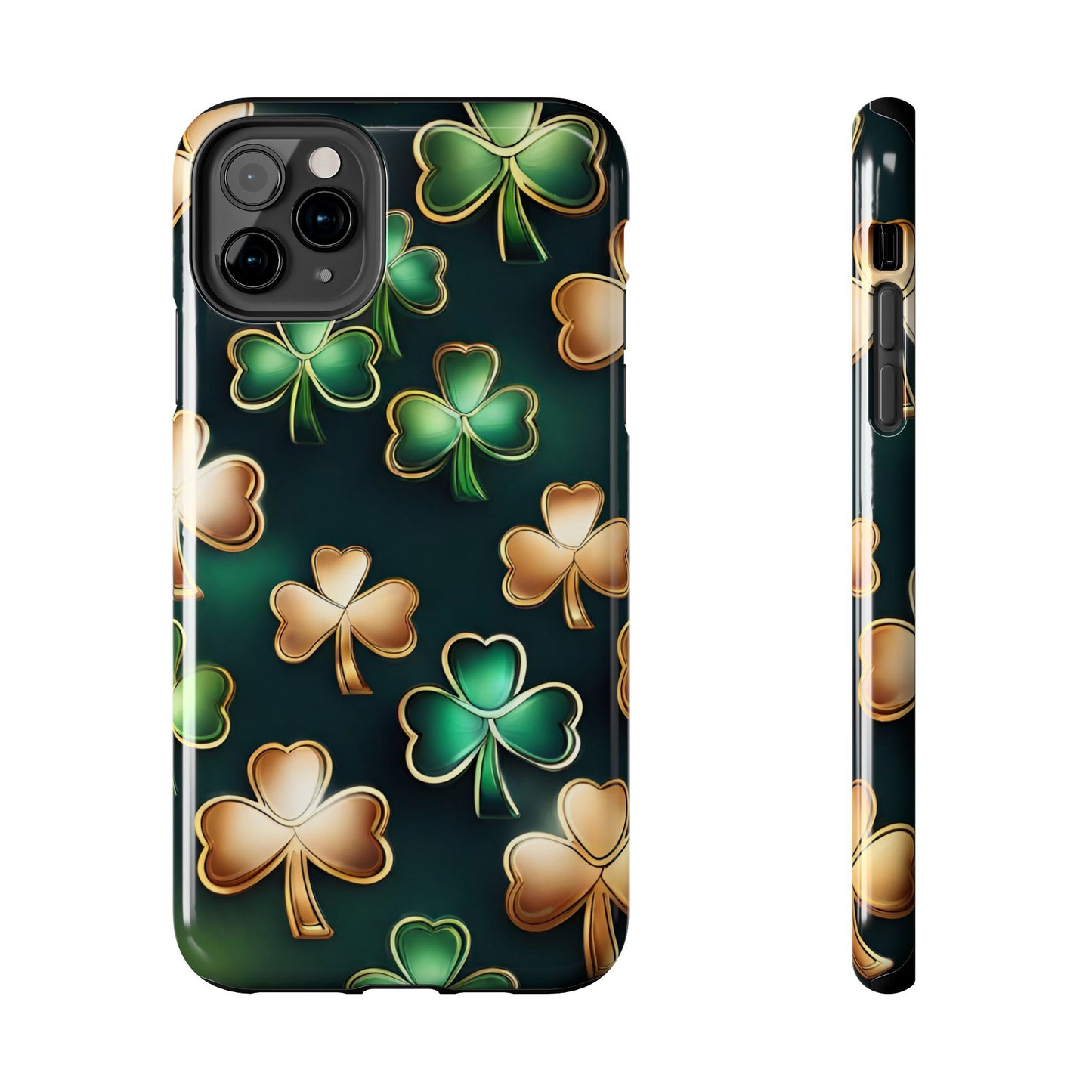 Green & Gold Shamrocks- phone case- iPhone compatible