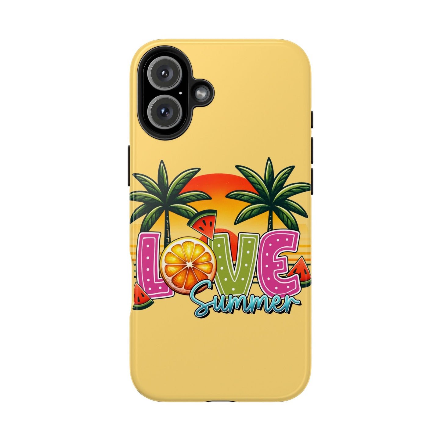 Yellow love summer aesthetics iPhone case. Compatible with iPhone models 11-16 Custom phone case for smartphones. design for Girls, Woman