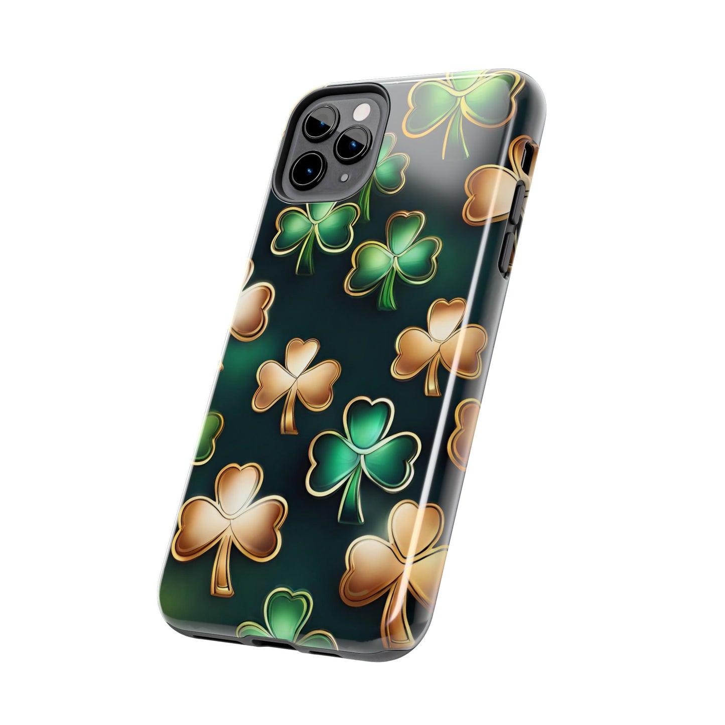 Green & Gold Shamrocks- phone case- iPhone compatible