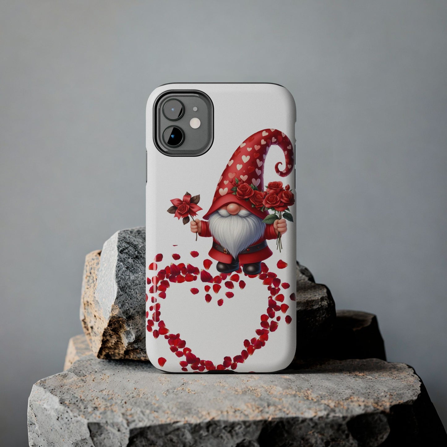 Gnome with roses-Valentines day iPhone case- Romantic & stylish design
