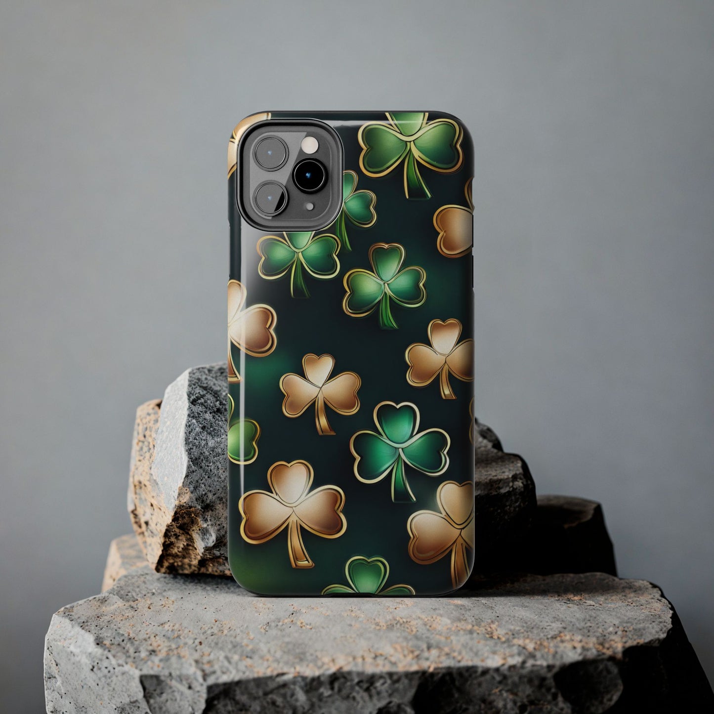 Green & Gold Shamrocks- phone case- iPhone compatible