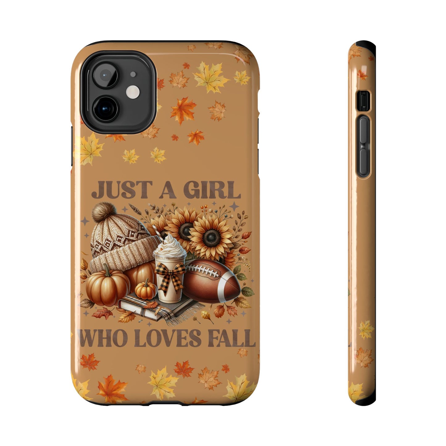 Just a girl who loves fall iPhone case. Fall aesthetics. Compatible with iPhone models 11-15 including all mini, plus, pro & pro max. Custom phone case for smartphones. design for Girls, Woman