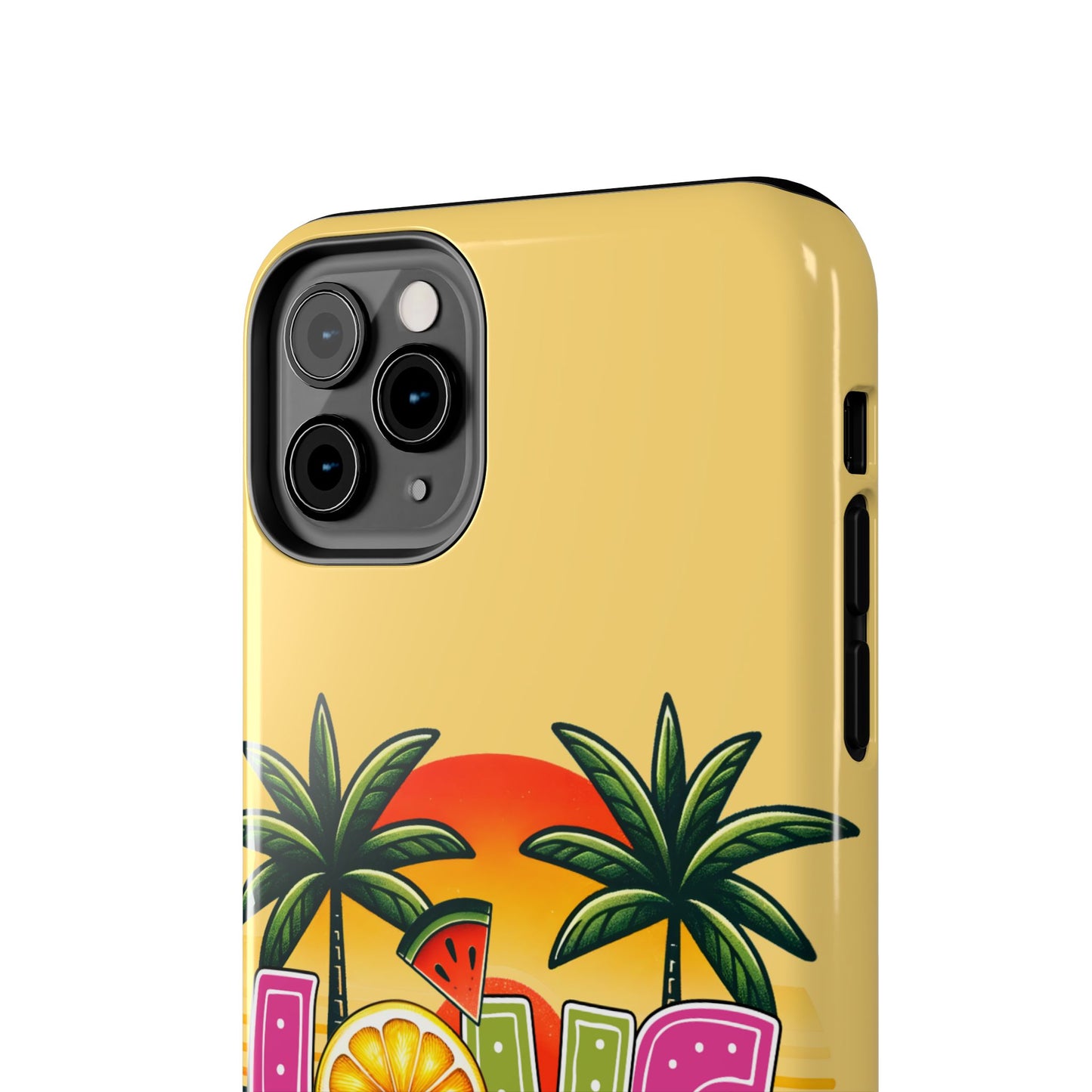 Yellow love summer aesthetics iPhone case. Compatible with iPhone models 11-16 Custom phone case for smartphones. design for Girls, Woman