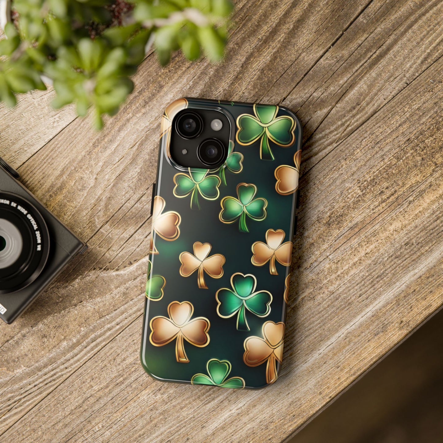 Green & Gold Shamrocks- phone case- iPhone compatible