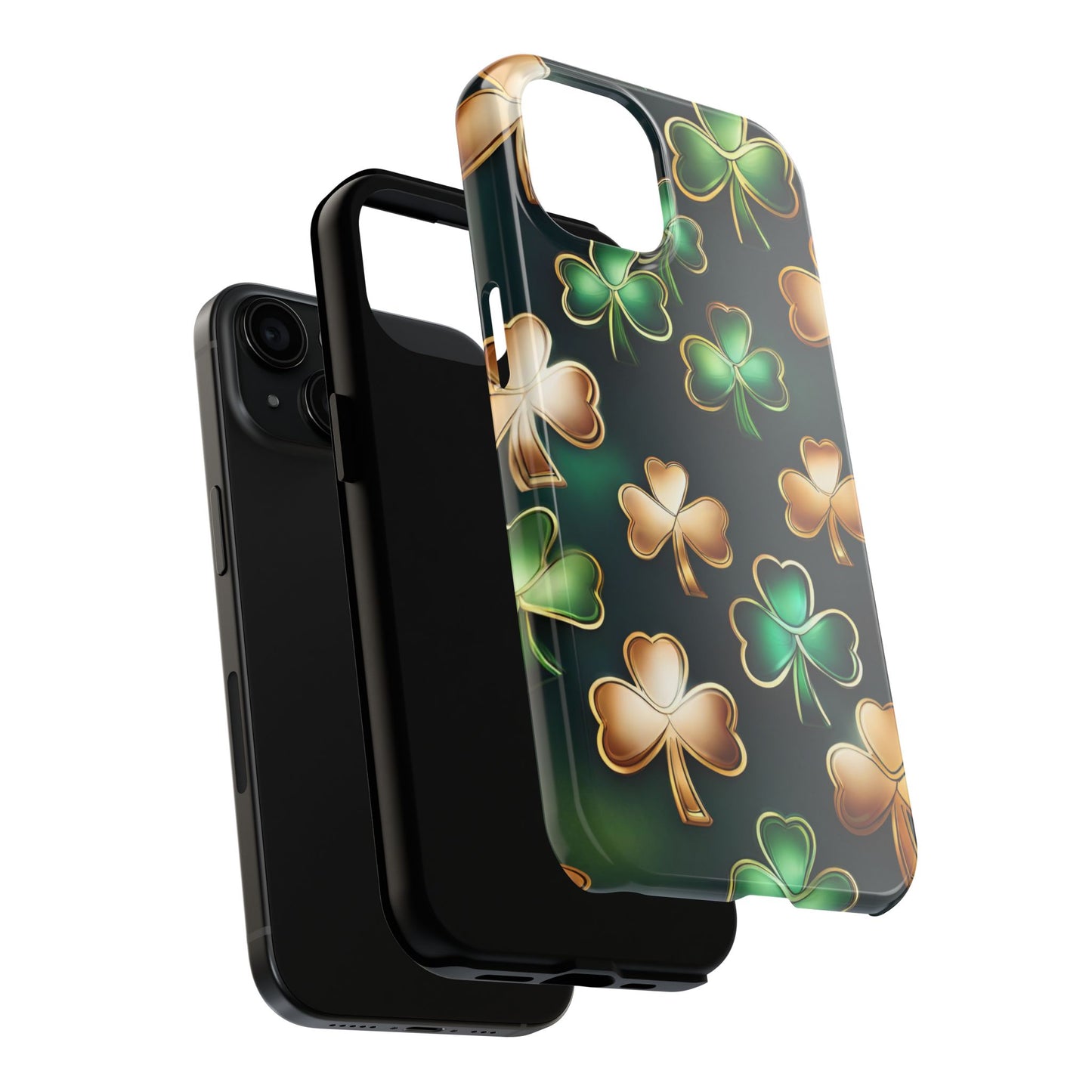 Green & Gold Shamrocks- phone case- iPhone compatible