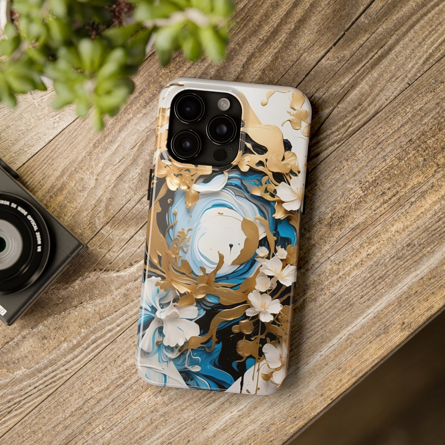 Blue & gold abstract Tough Phone Cases iPhone accessories