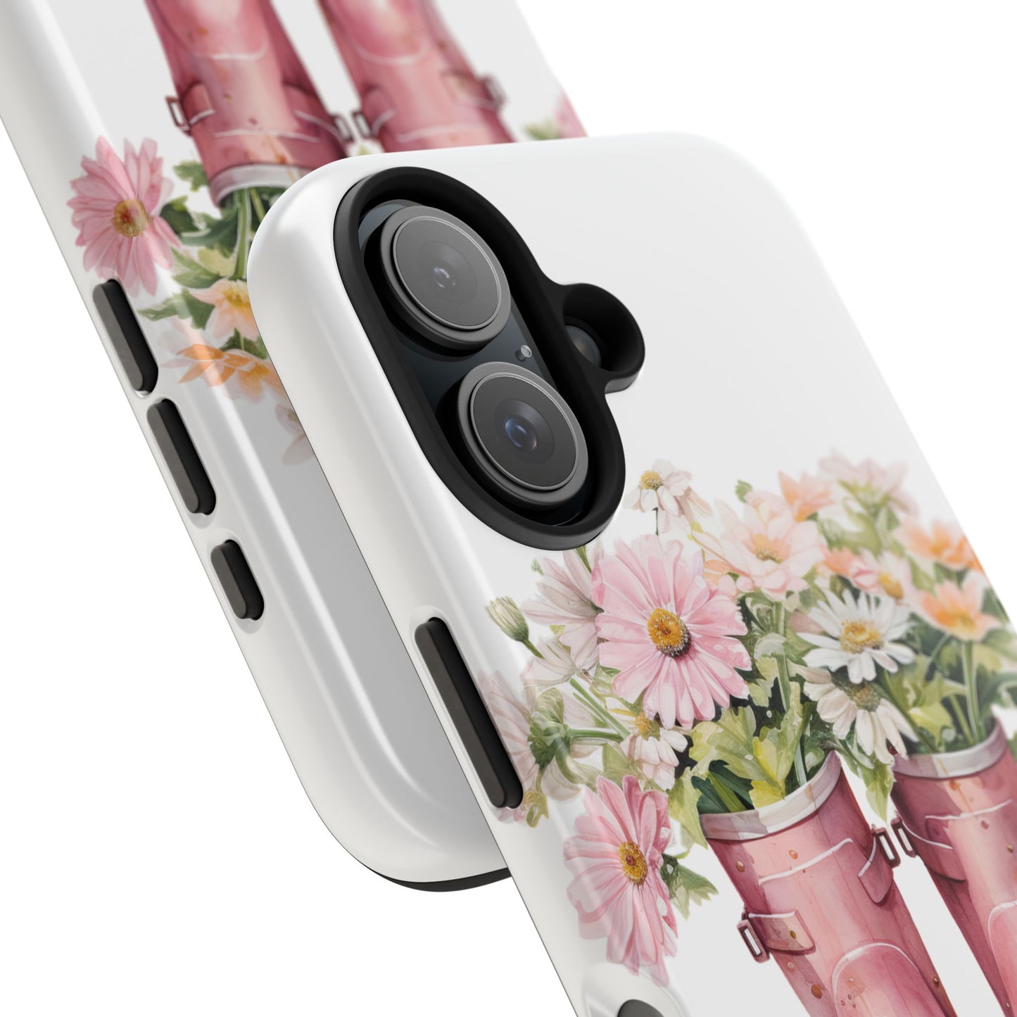 Custom pink rain boots & flowers Mother's Day personalized iPhone Case
