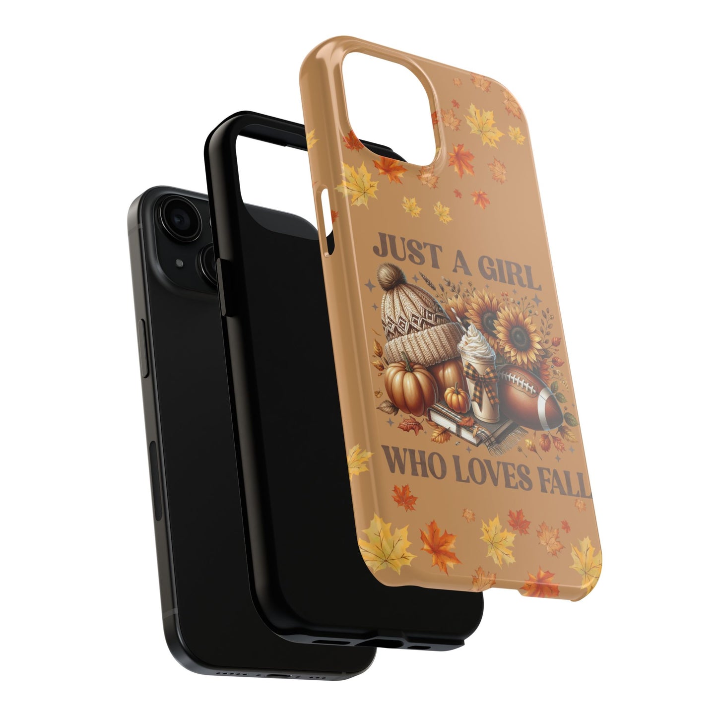 Just a girl who loves fall iPhone case. Fall aesthetics. Compatible with iPhone models 11-15 including all mini, plus, pro & pro max. Custom phone case for smartphones. design for Girls, Woman