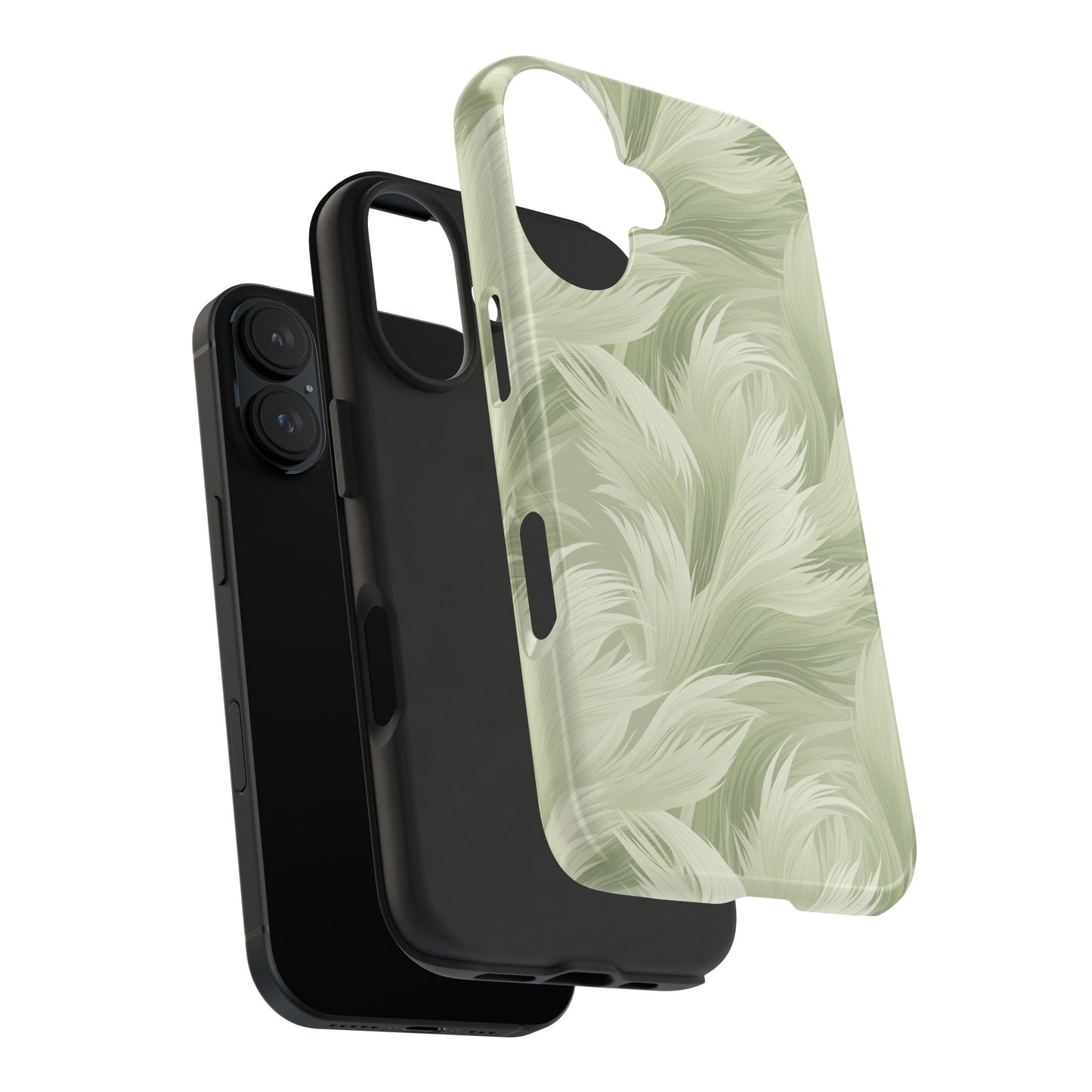Feathered sage green Abstract Phone Case iPhone compatible