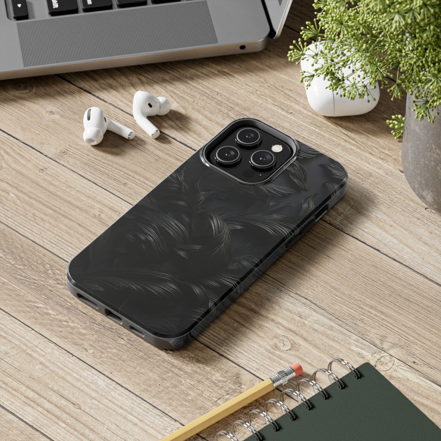 Black engraved Goth style Abstract Phone Case iPhone compatible