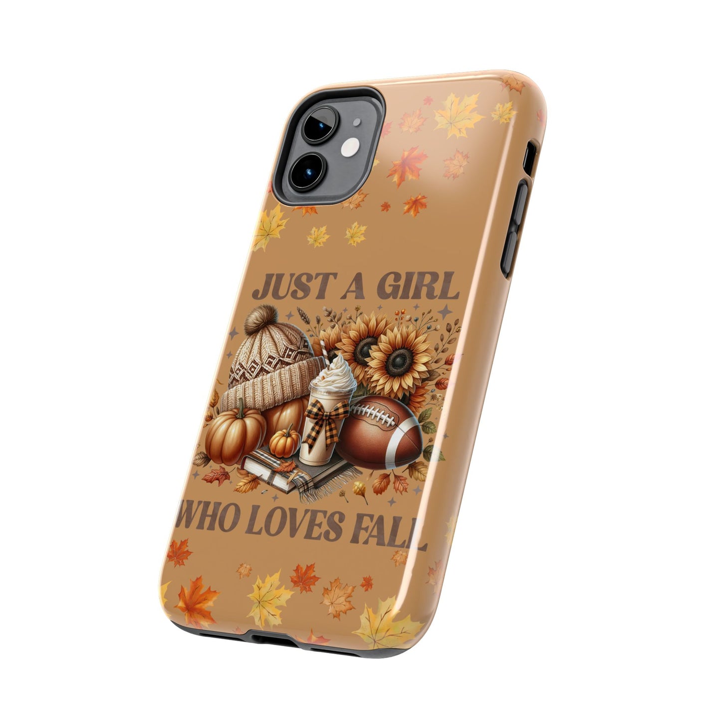 Just a girl who loves fall iPhone case. Fall aesthetics. Compatible with iPhone models 11-15 including all mini, plus, pro & pro max. Custom phone case for smartphones. design for Girls, Woman