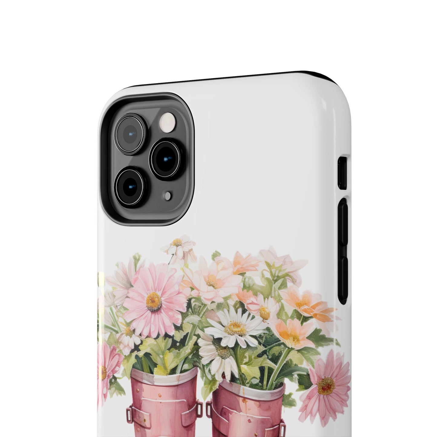 Custom pink rain boots & flowers Mother's Day personalized iPhone Case