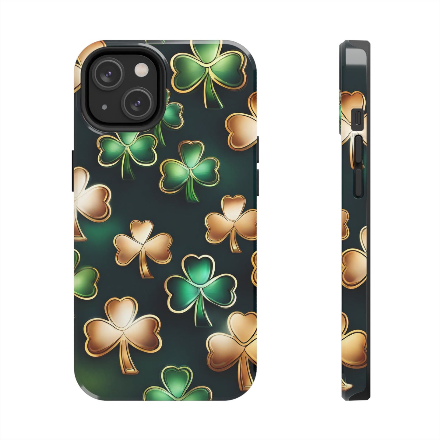 Green & Gold Shamrocks- phone case- iPhone compatible