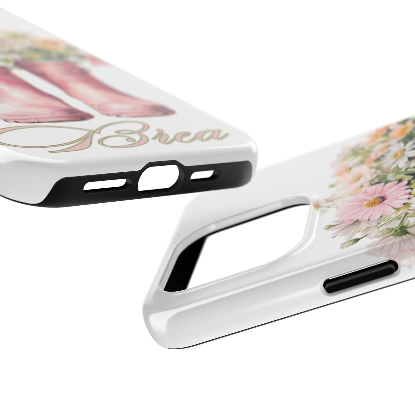 Custom pink rain boots & flowers Mother's Day personalized iPhone Case