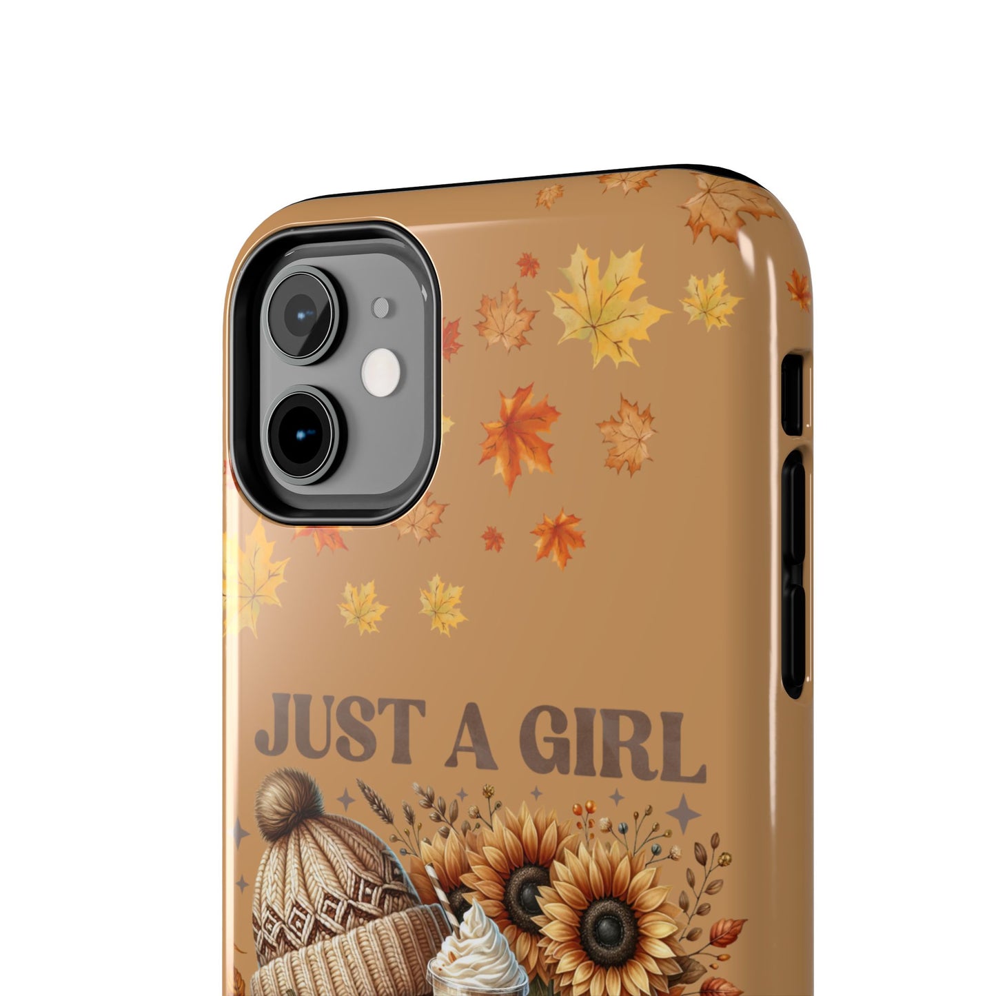 Just a girl who loves fall iPhone case. Fall aesthetics. Compatible with iPhone models 11-15 including all mini, plus, pro & pro max. Custom phone case for smartphones. design for Girls, Woman