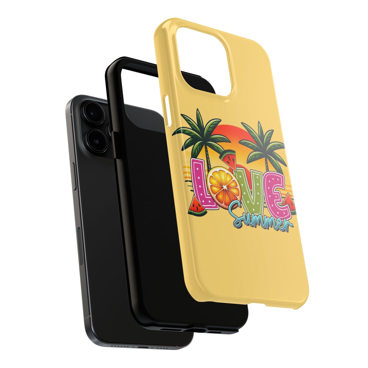 Yellow love summer aesthetics iPhone case. Compatible with iPhone models 11-16 Custom phone case for smartphones. design for Girls, Woman