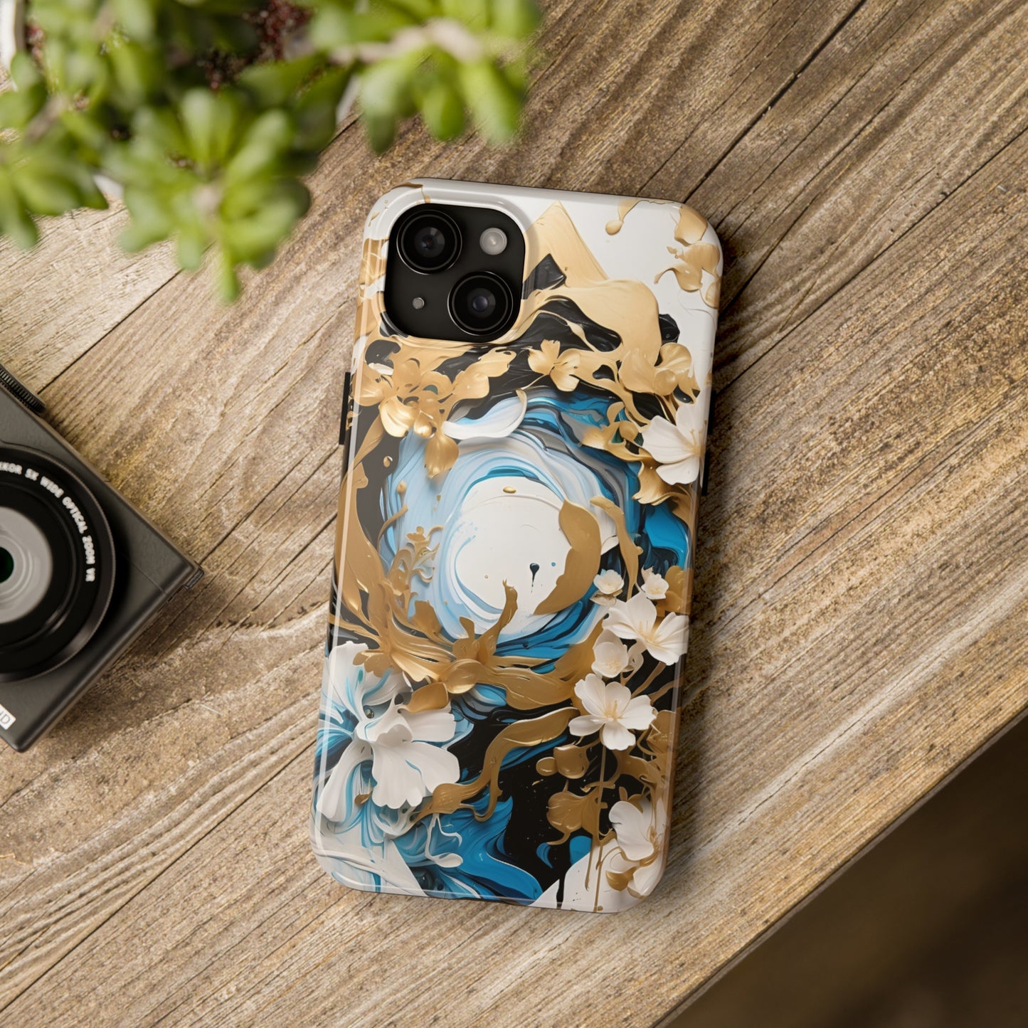 Blue & gold abstract Tough Phone Cases iPhone accessories