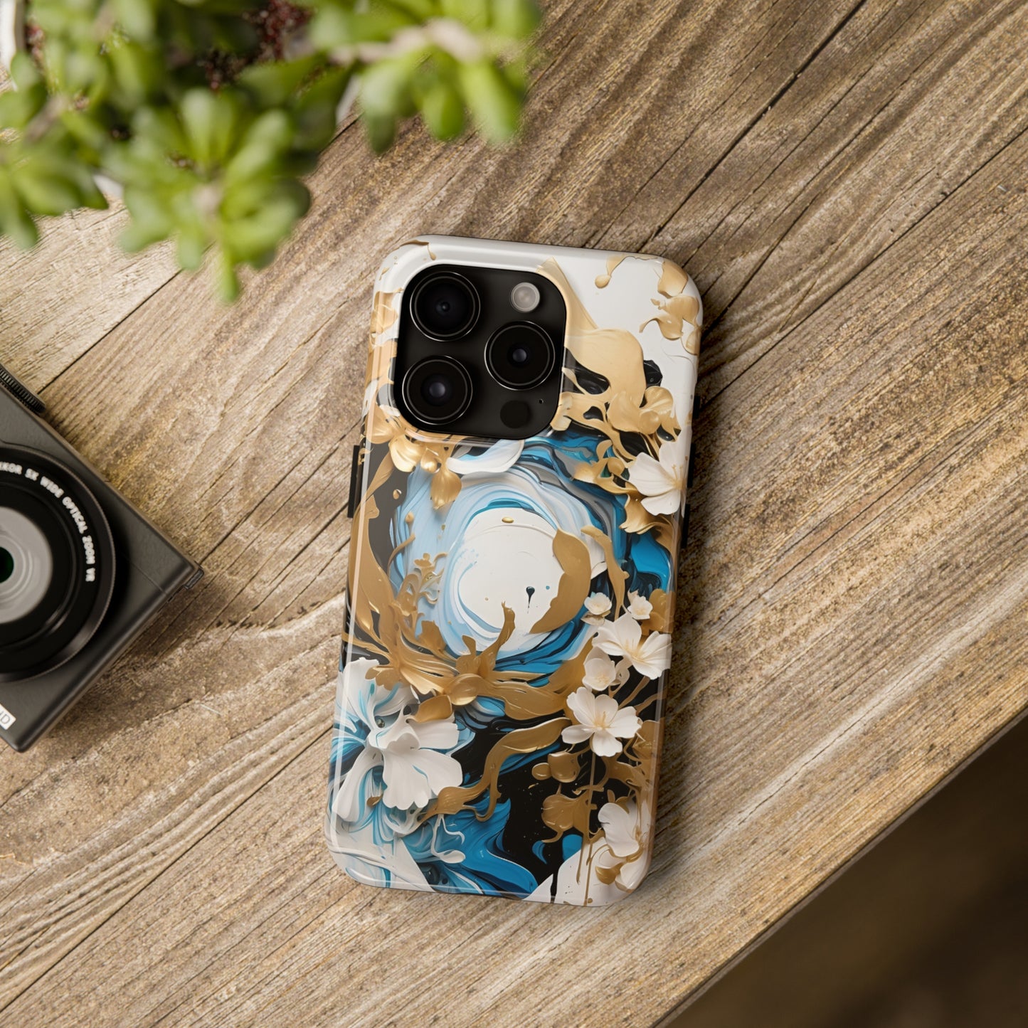 Blue & gold abstract Tough Phone Cases iPhone accessories