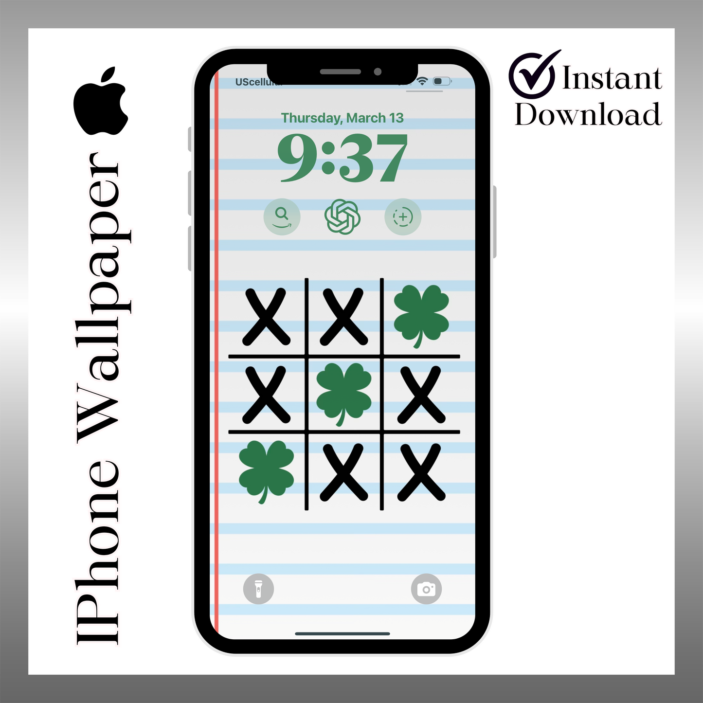 Patrick's Day wallpaper iPhone lock screen art digital download