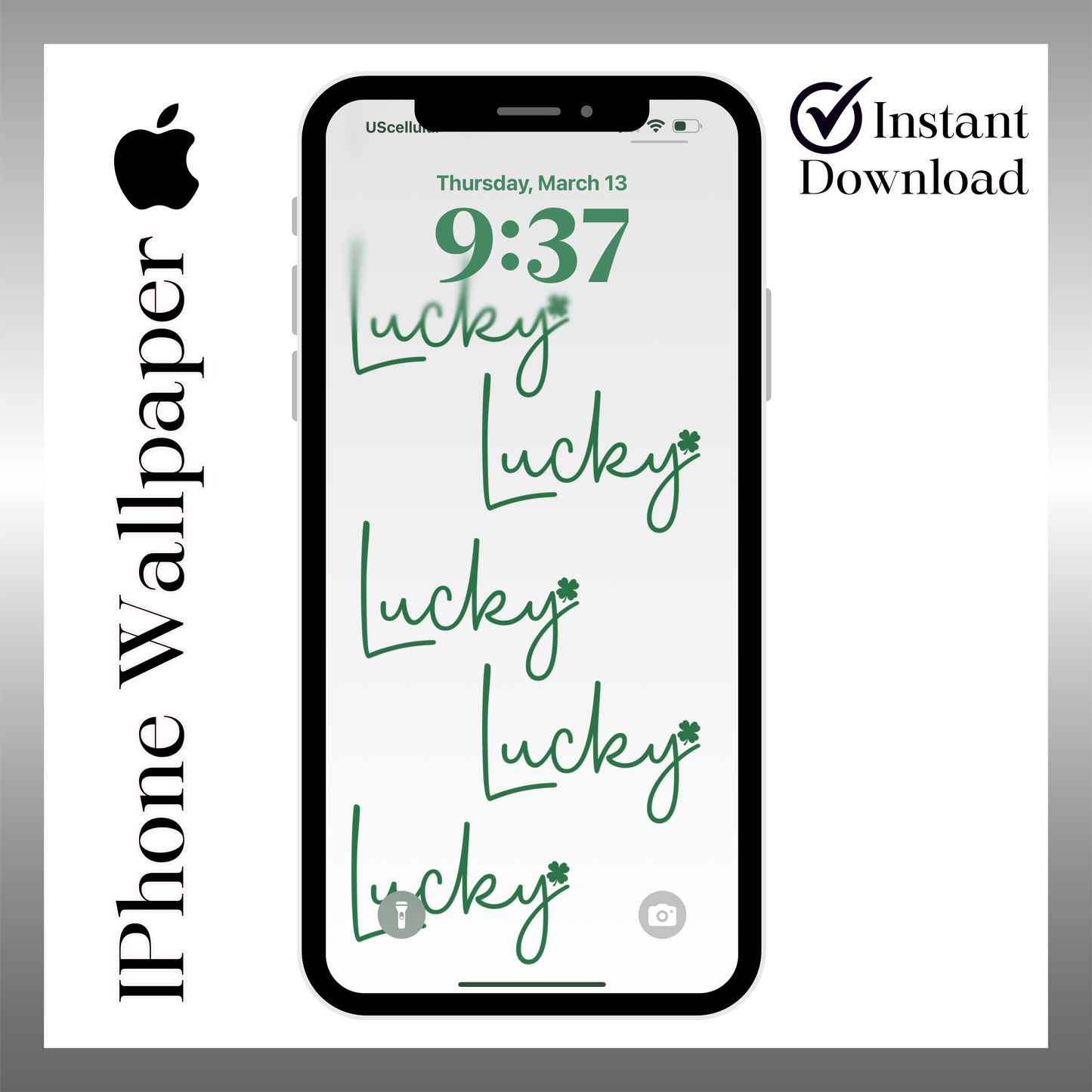 Lucky Patrick's Day wallpaper iPhone lock screen art digital download