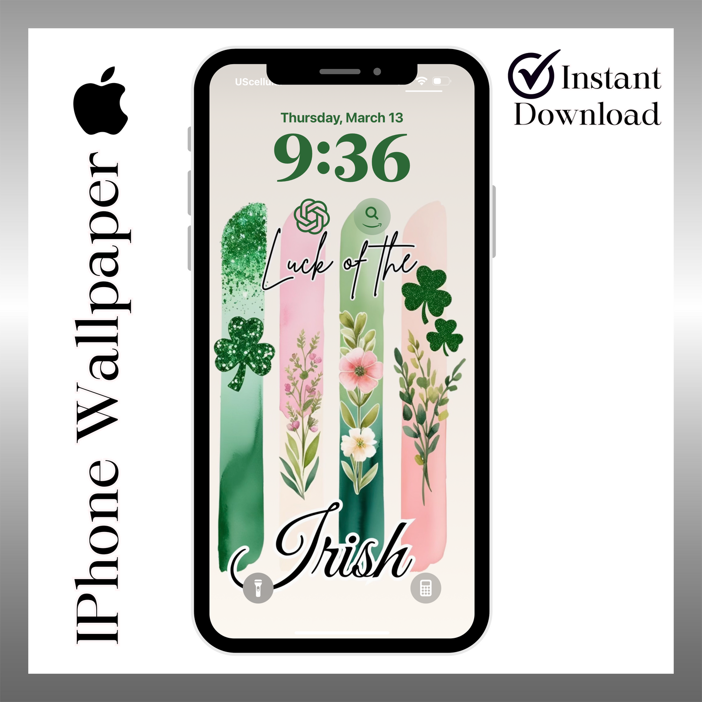 Luck of the Irish wallpaper iPhone lock screen art digital download