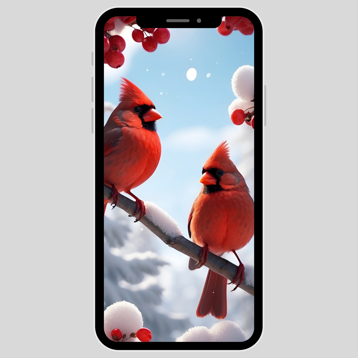 IPhone wallpaper/ Christmas Cardinals/ instant download