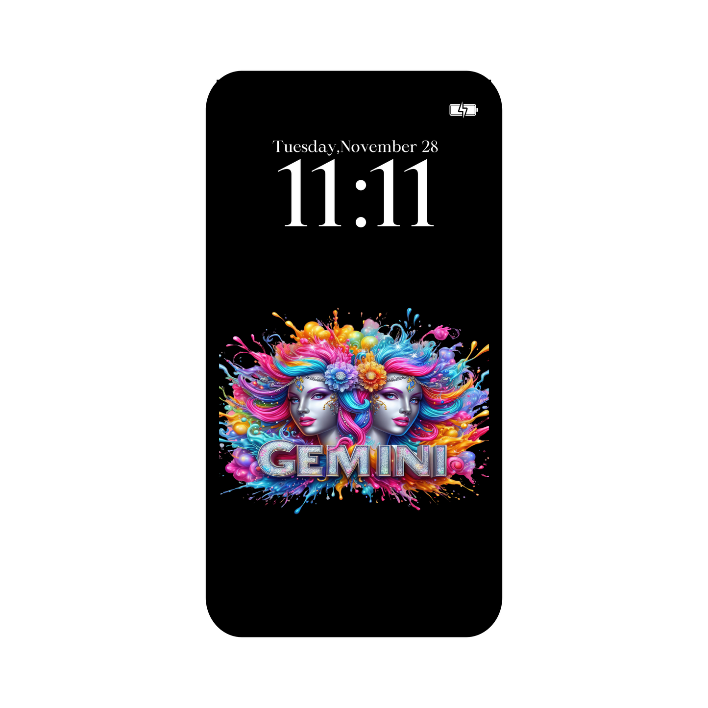 Rainbow Gemini phone wallpaper iPhone lock screen art digital download