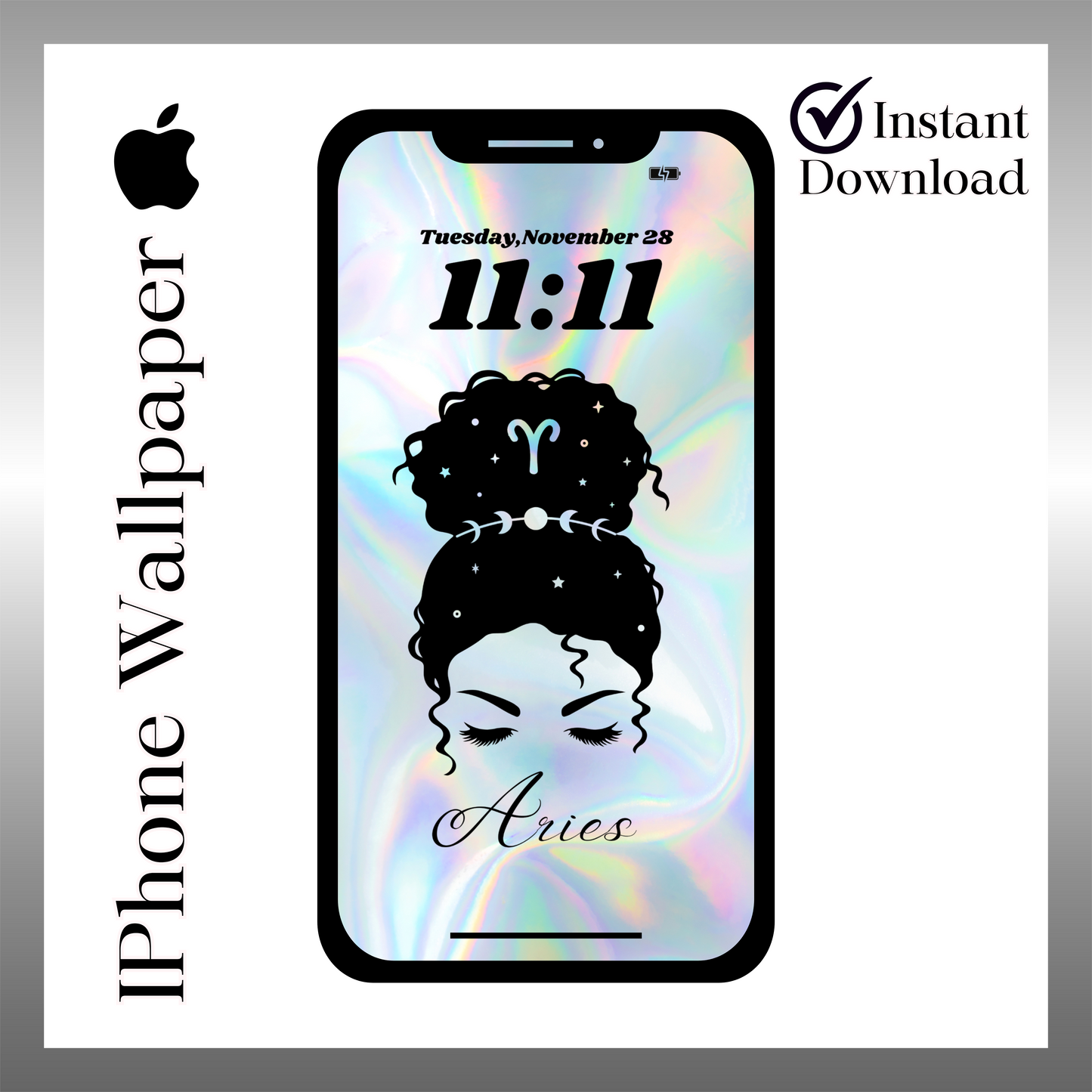 Aries Queen phone wallpaper iPhone art digital download