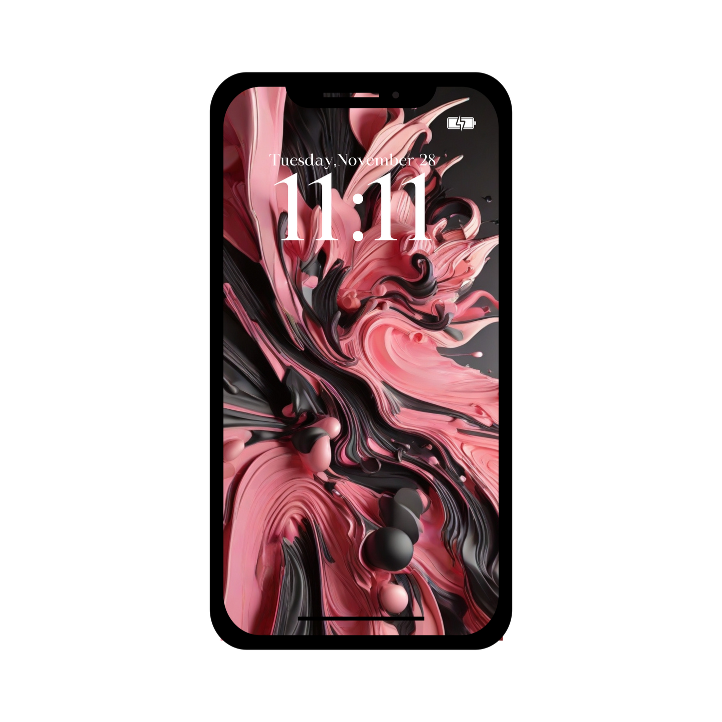 Pink & black abstract art phone wallpaper iPhone lock screen art digital download
