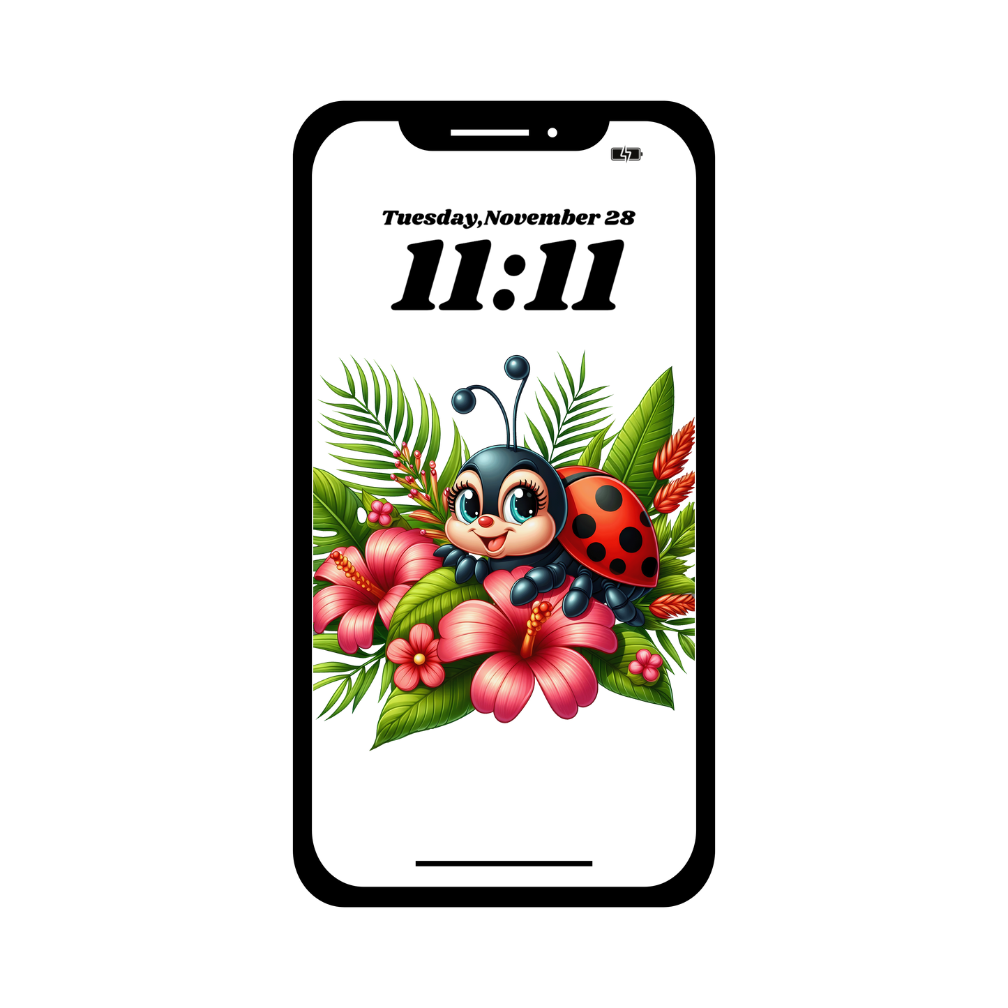 Cute ladybug phone wallpaper iPhone lock screen art digital download