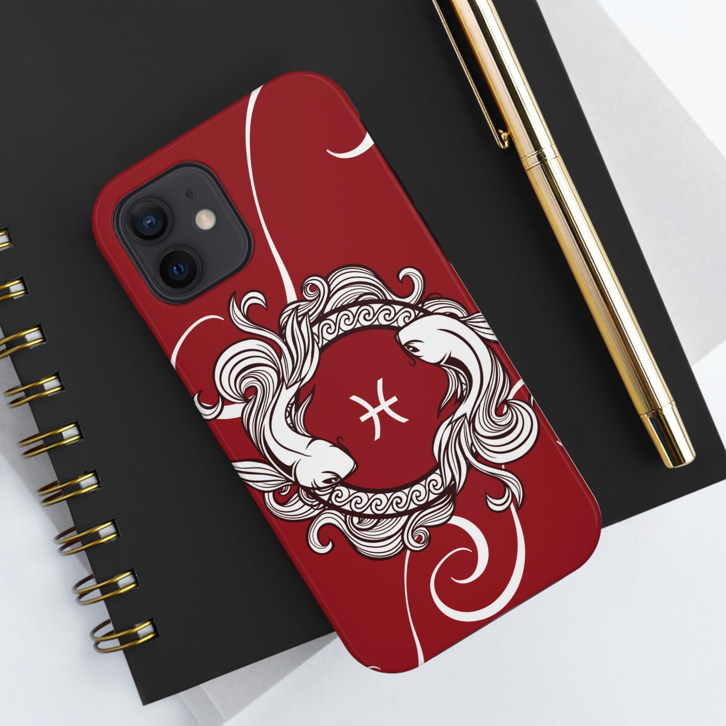 Pisces maroon & white zodiac/ Tough iPhone Case/ Zodiac
