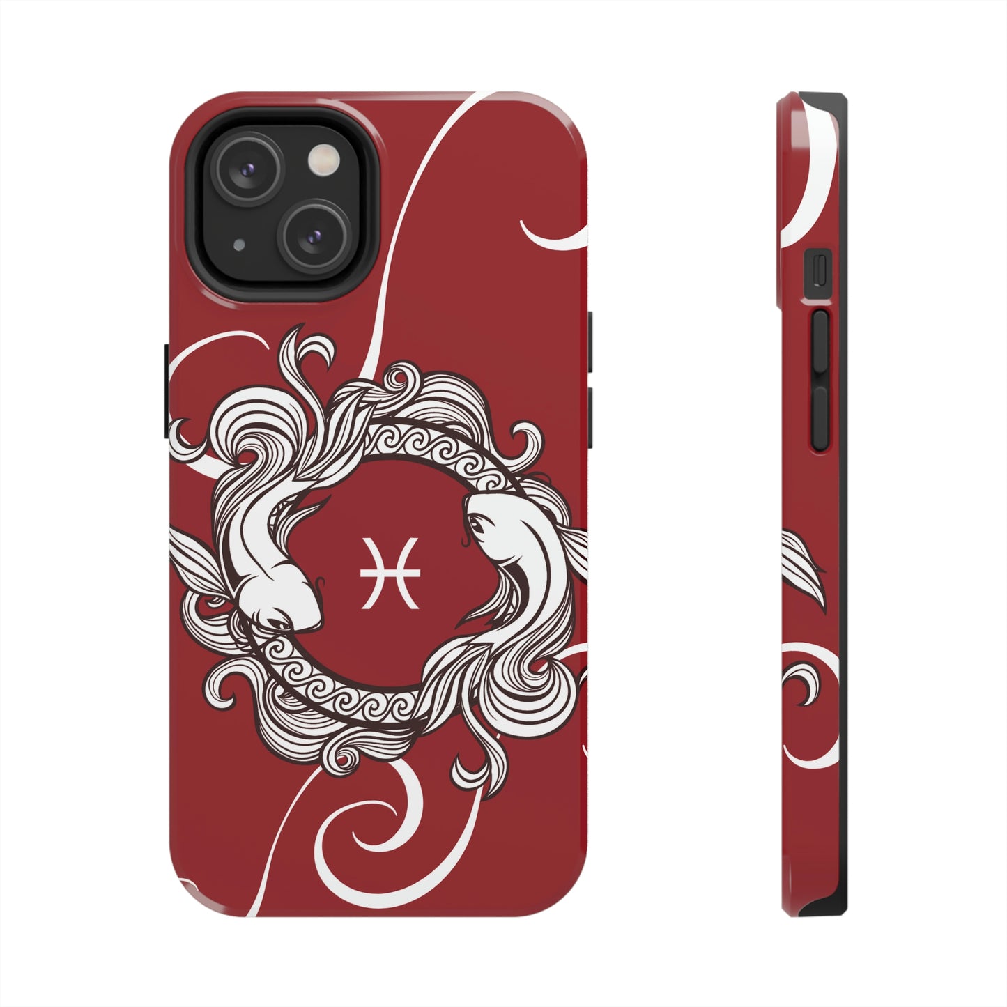 Pisces maroon & white zodiac/ Tough iPhone Case/ Zodiac