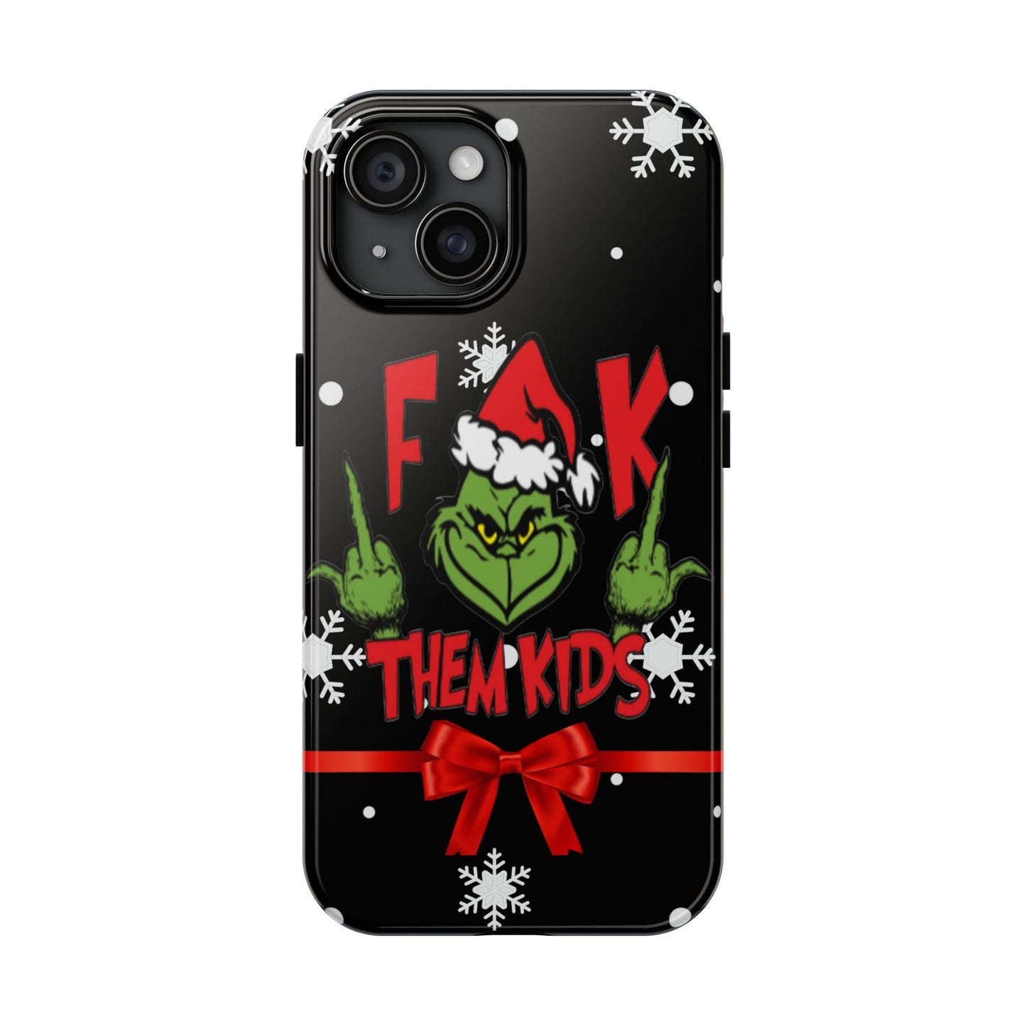 Sarcastic funny "F them kids" iPhone 16 Case, Christmas iPhone Cover, Festive Holiday Accessory, Cute Xmas Phone Protector, Winter Santa Tech