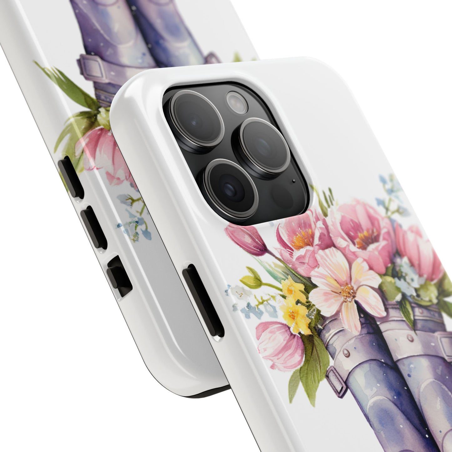 Custom purple rainboots & flowers Mother's day personalized iPhone Case