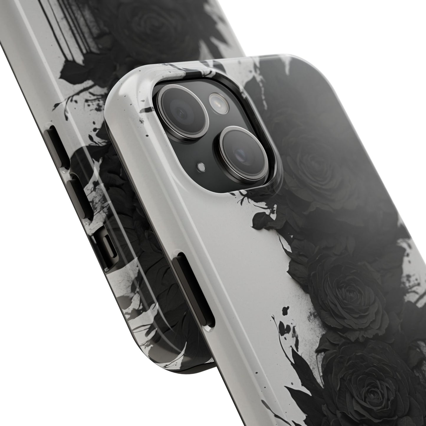 Black roses phone case iPhone 15 floral phone cover