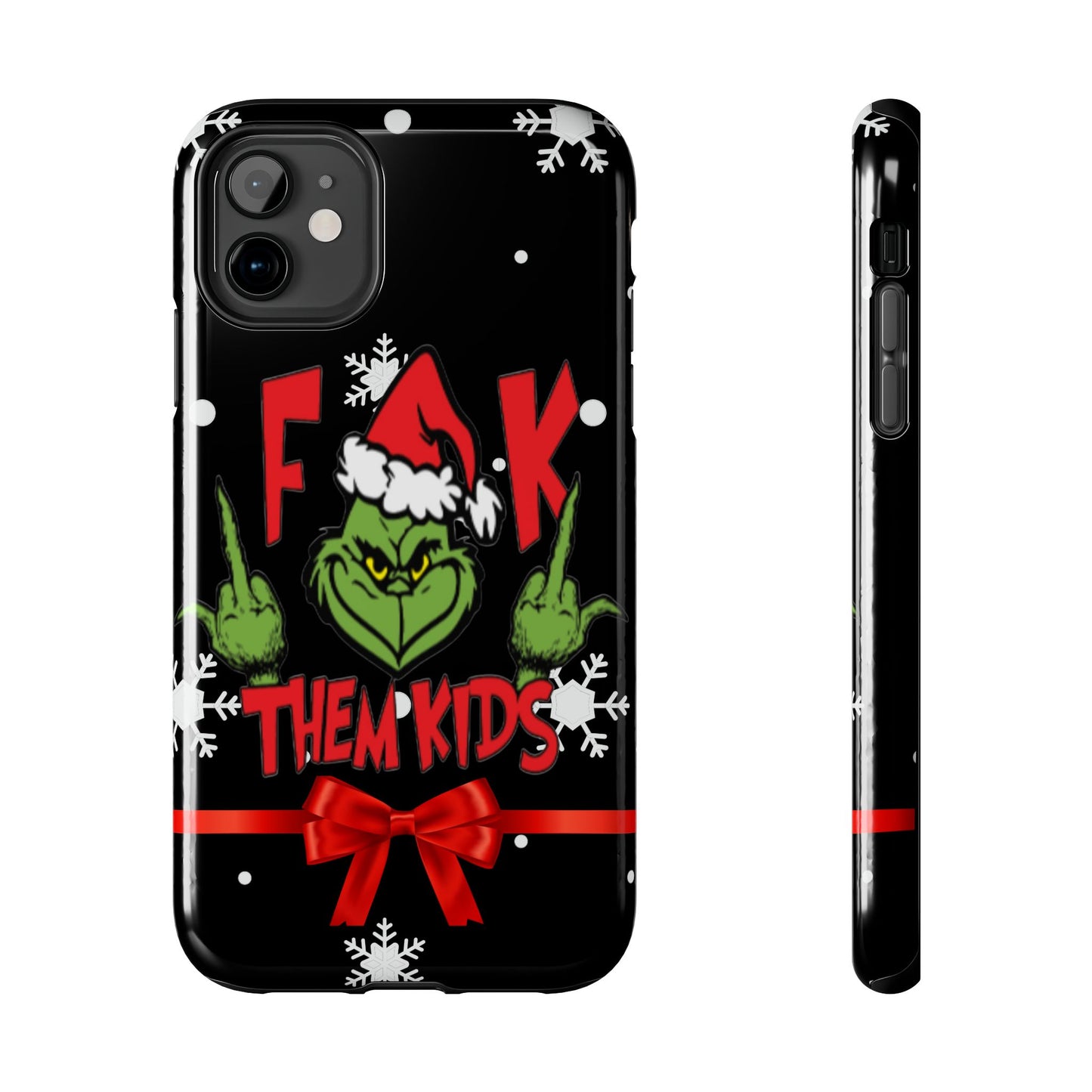 Sarcastic funny "F them kids" iPhone 16 Case, Christmas iPhone Cover, Festive Holiday Accessory, Cute Xmas Phone Protector, Winter Santa Tech