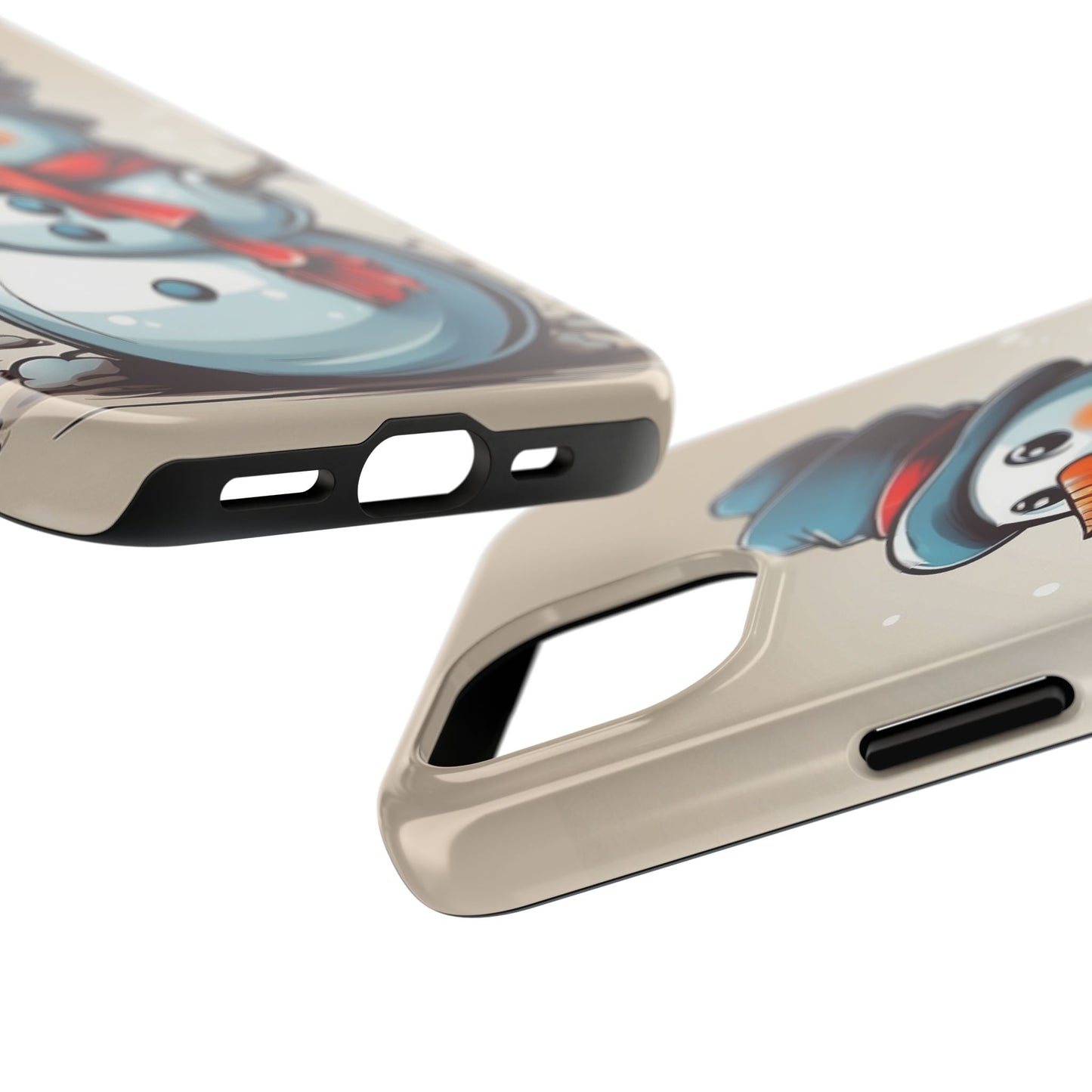 Vintage cartoon winter snowman iPhone case. Compatible with iPhone models 11-16 including all mini, plus, pro & pro max. Custom phone case for smartphones. design for Girls, Woman