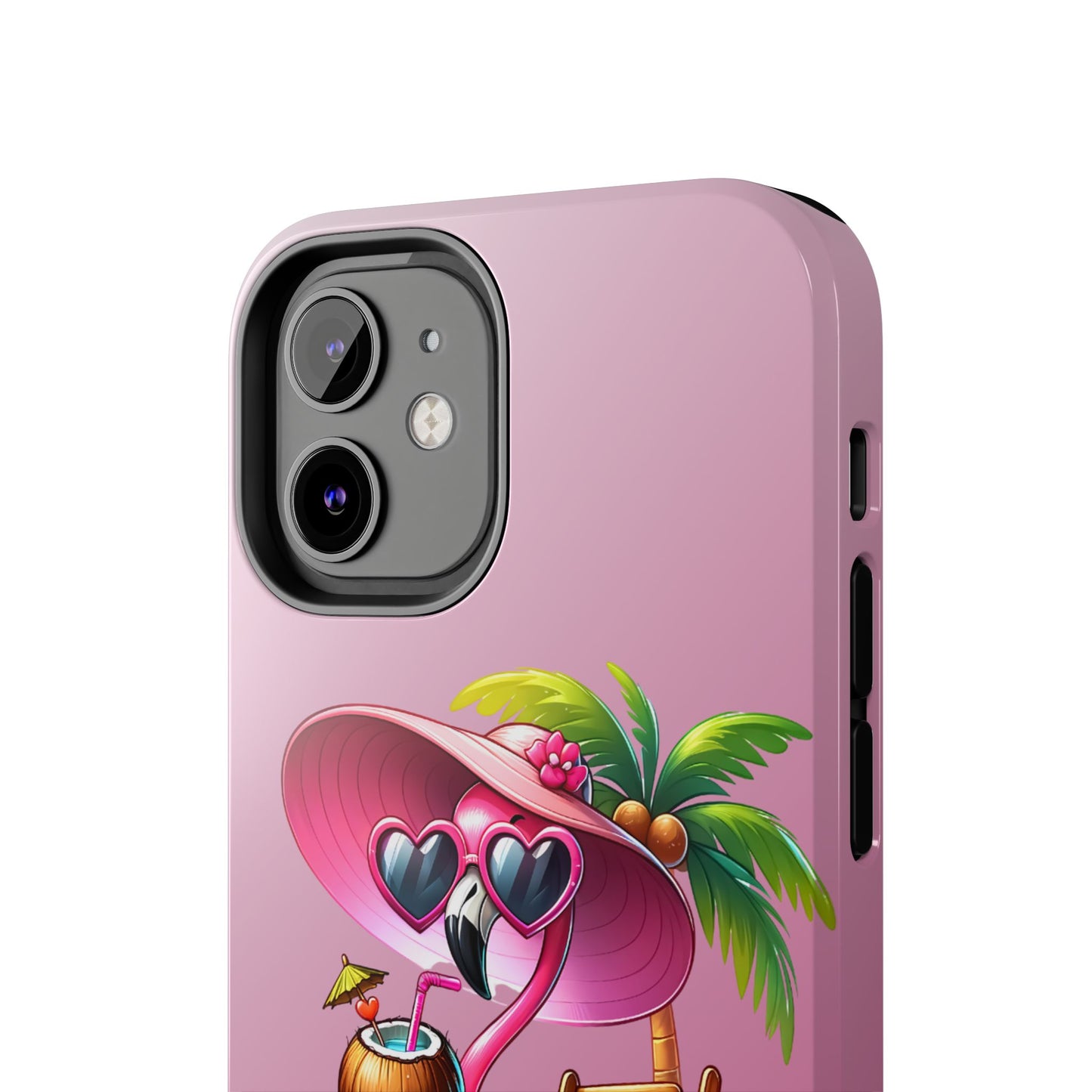 Pink flamingo summer aesthetics iPhone case. Compatible with iPhone models 11-15 including all mini, plus, pro & pro max. Custom phone case for smartphones. design for Girls, Woman