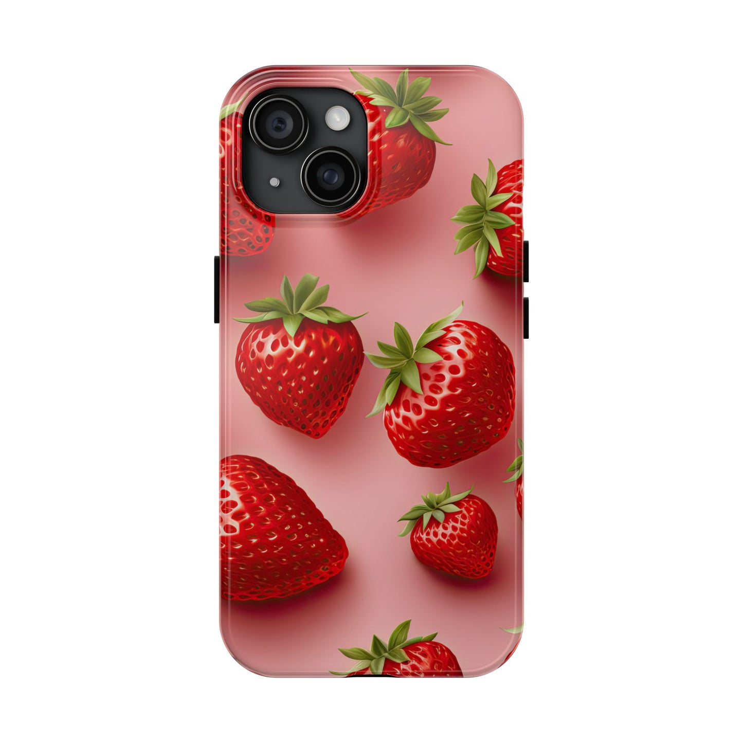 Strawberries & cream summer aesthetics iPhone case. Compatible with iPhone models 11-15 including all mini, plus, pro & pro max. Custom phone case for smartphones. design for Girls, Woman