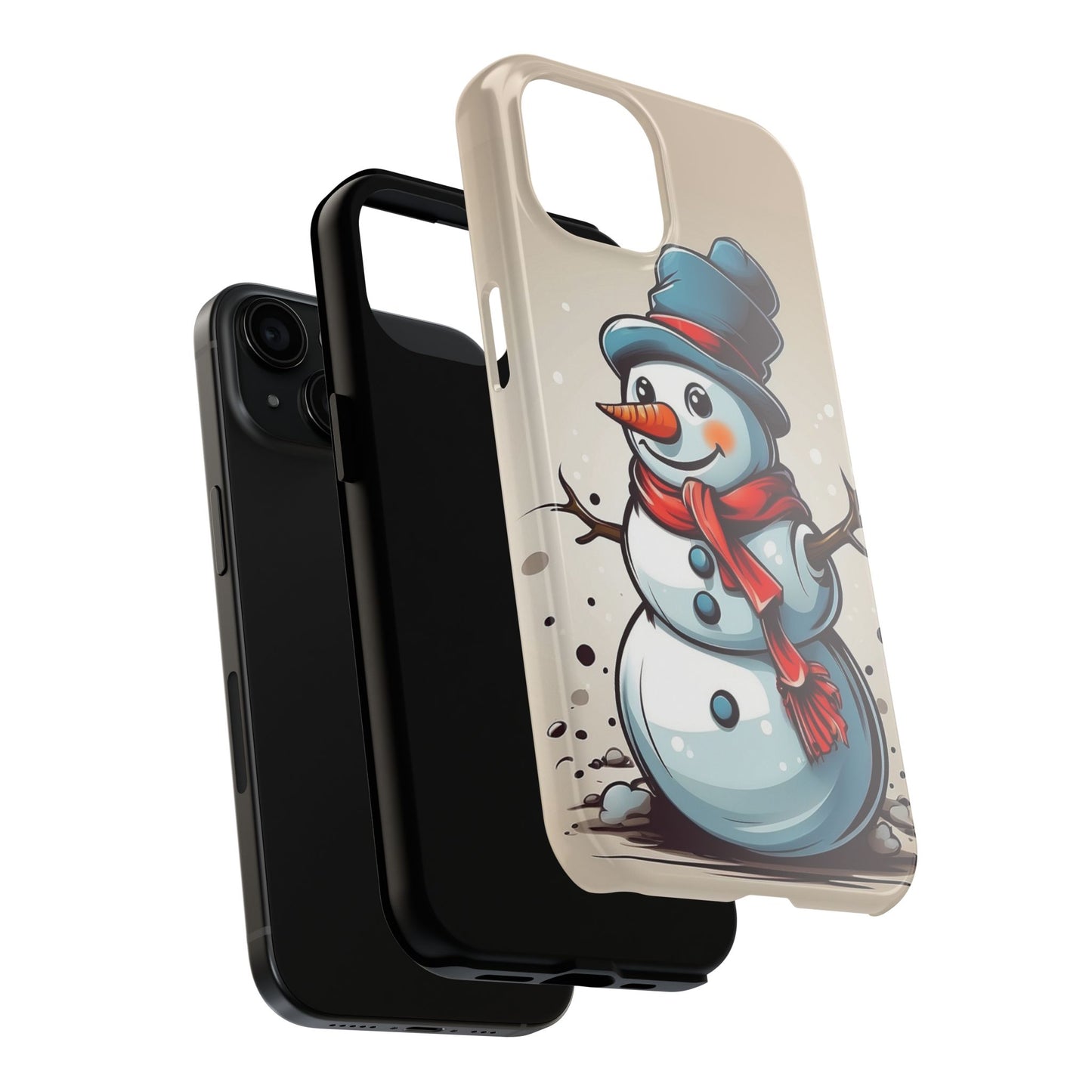 Vintage cartoon winter snowman iPhone case. Compatible with iPhone models 11-16 including all mini, plus, pro & pro max. Custom phone case for smartphones. design for Girls, Woman