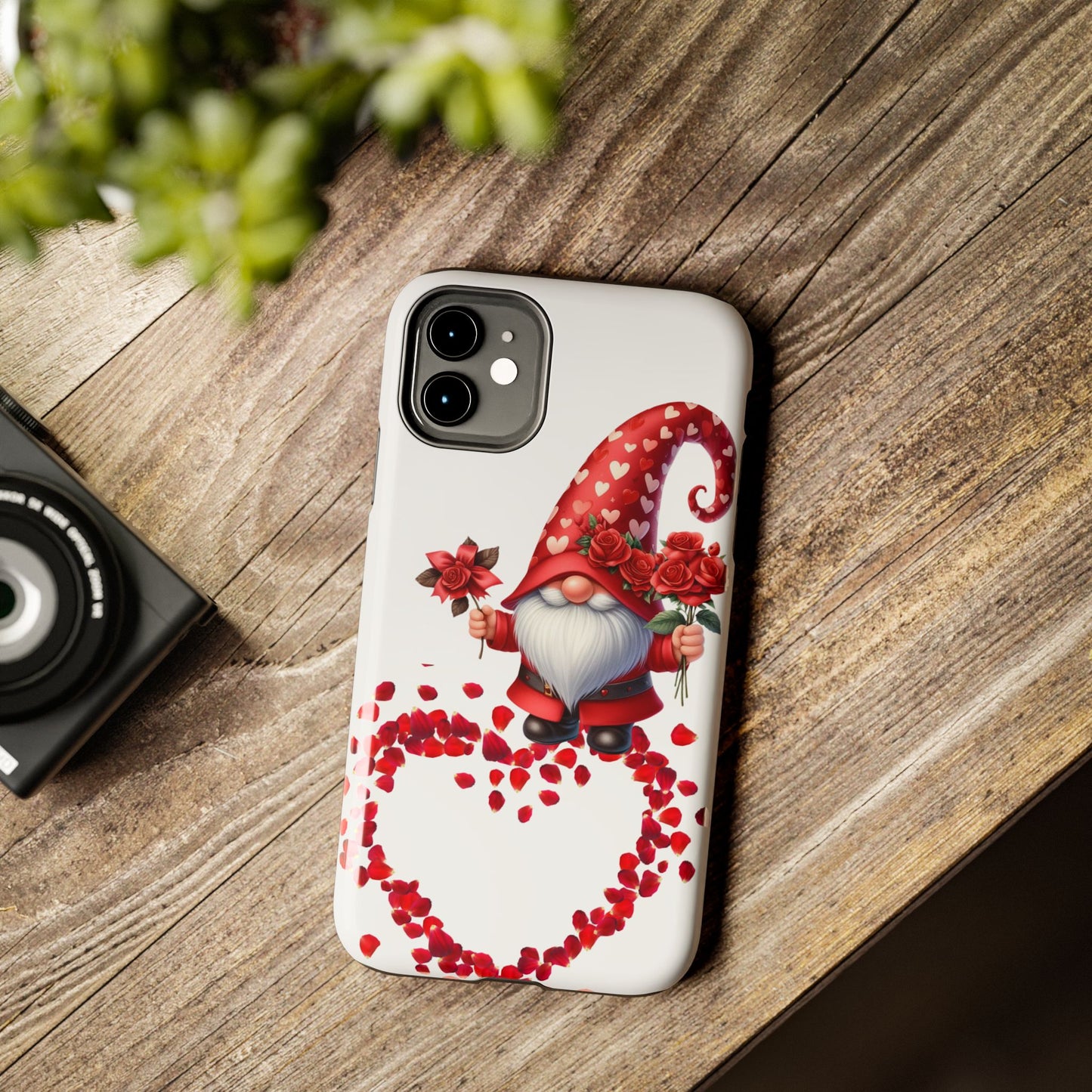 Gnome with roses-Valentines day iPhone case- Romantic & stylish design