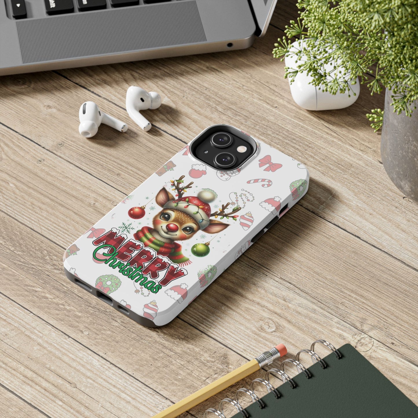 Merry Christmas baby reindeer iPhone 16 Case, Christmas iPhone Cover, Festive Holiday Accessory, Cute Xmas Phone Protector, Winter Santa Tech