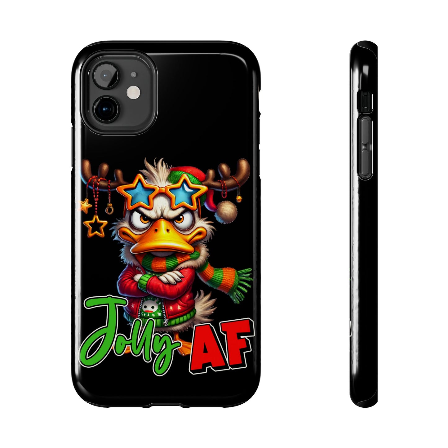 Funny grumpy Christmas duck iPhone 16 Case, Christmas iPhone Cover, Festive Holiday Accessory, Cute Xmas Phone Protector, Winter Santa Tech