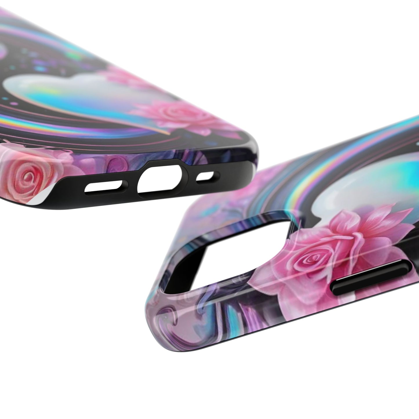 Hearts & rainbows, colorful iPhone Cover, girly Accessory, Cute Phone Protector, artistic Tech