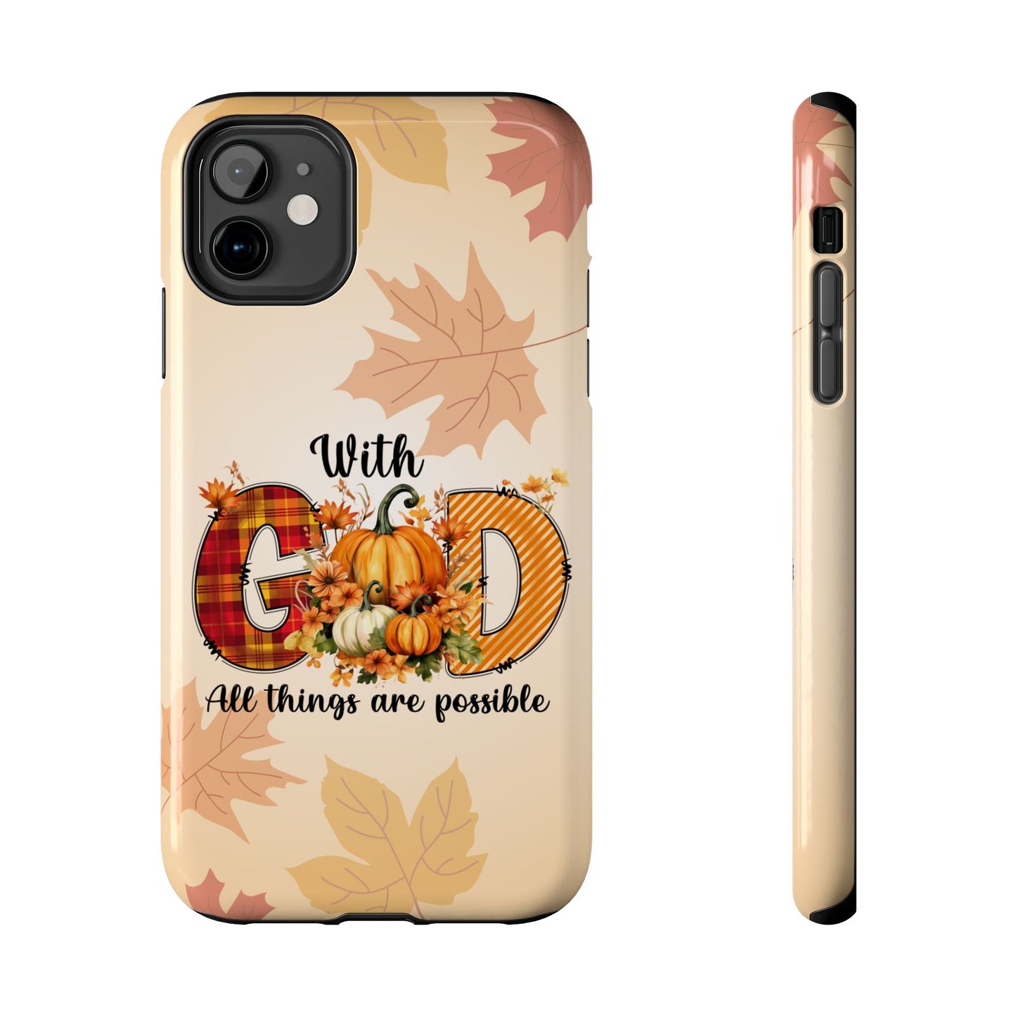 With GOD iPhone 16 Case, Fall iPhone Cover, Festive Holiday Accessory, Cute fall Phone Protector, seasonal Tech