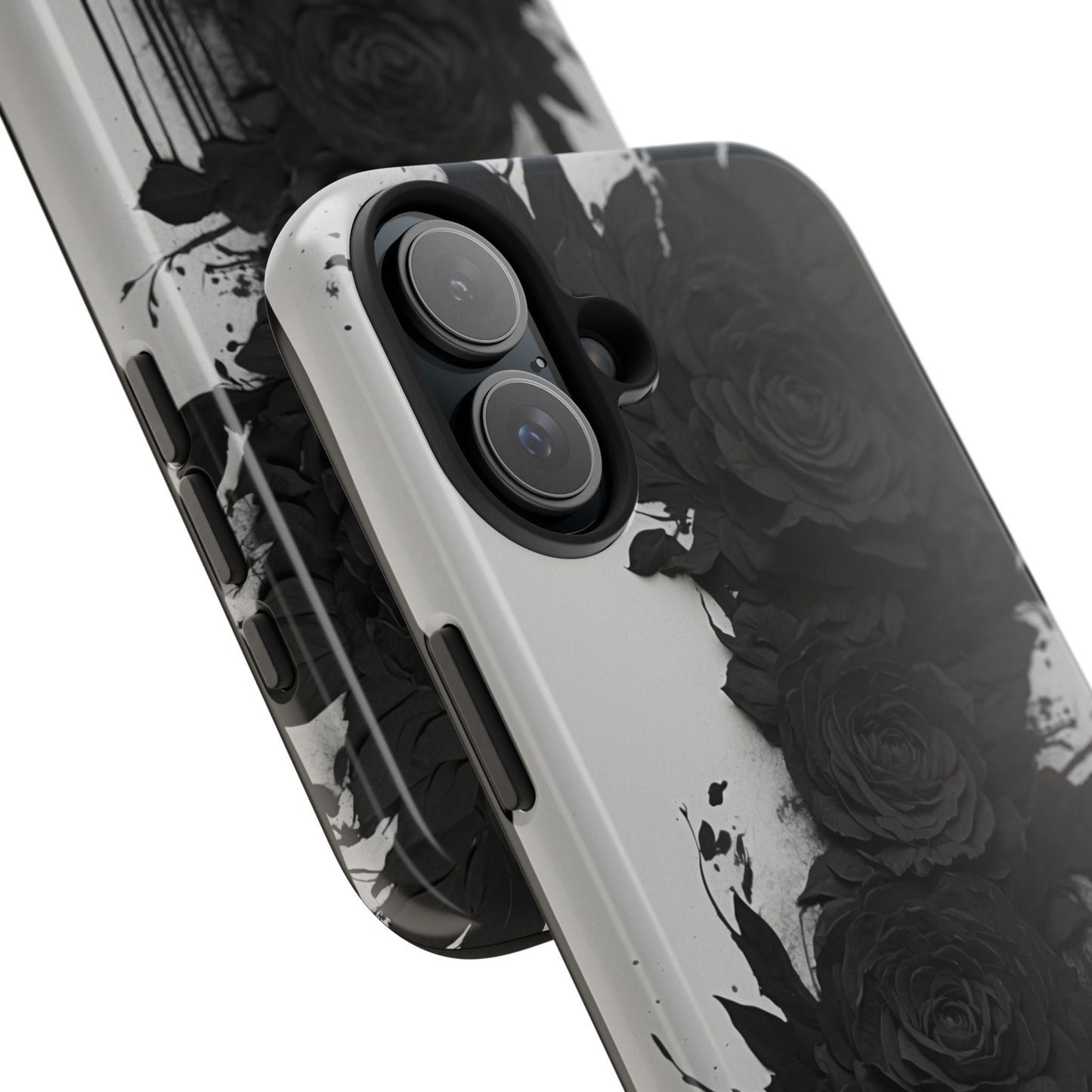 Black roses phone case iPhone 15 floral phone cover