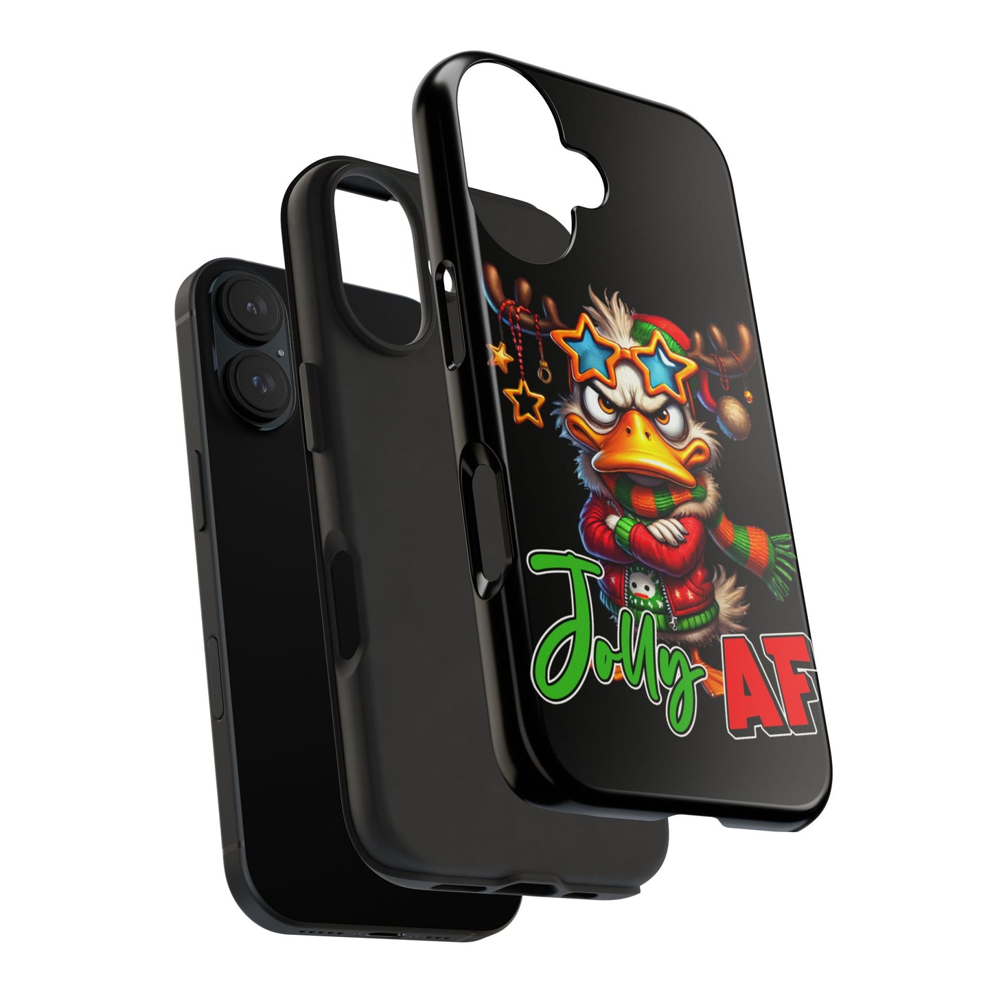 Funny grumpy Christmas duck iPhone 16 Case, Christmas iPhone Cover, Festive Holiday Accessory, Cute Xmas Phone Protector, Winter Santa Tech